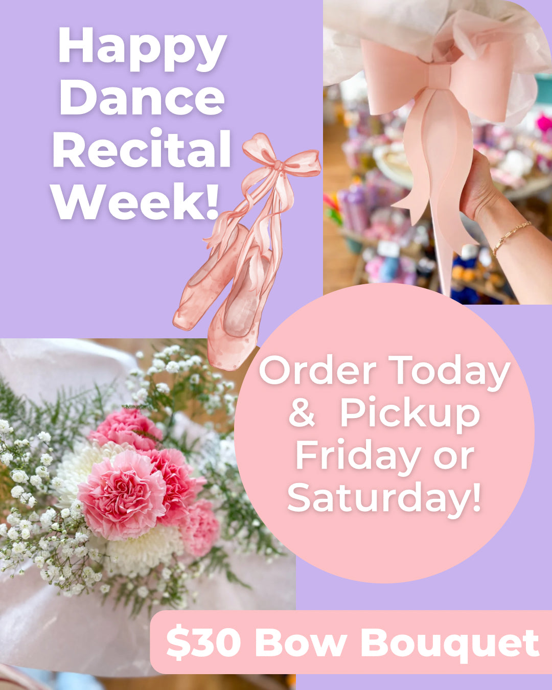 Bow Bouquet Dance Recital Flower Arrangement