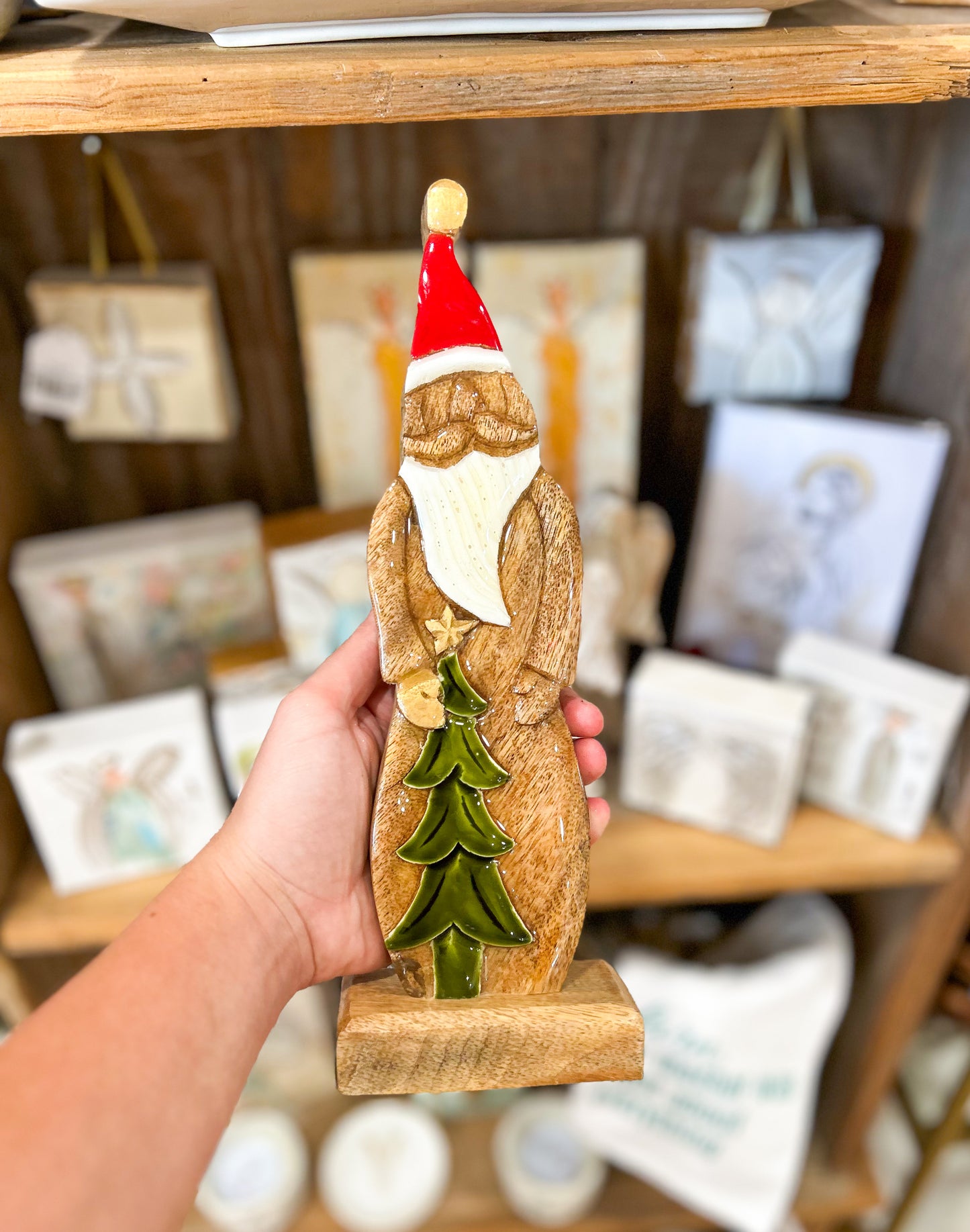 Wooden Santa with Tree