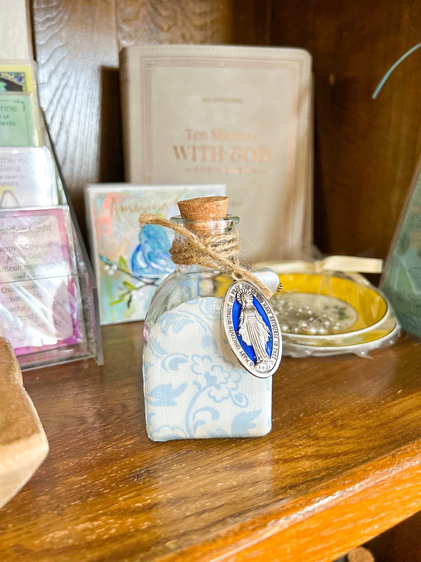 Periwinkle Blue Paisley Holy Water Container