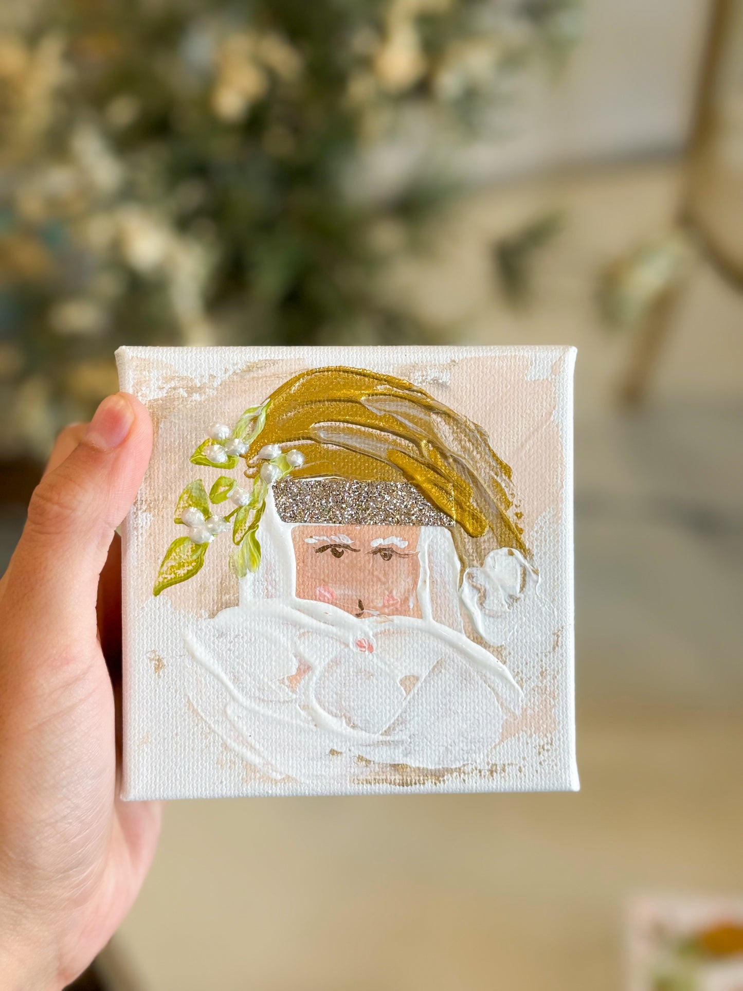 4x4 Pink Vintage Santa — Hand-Painted Art
