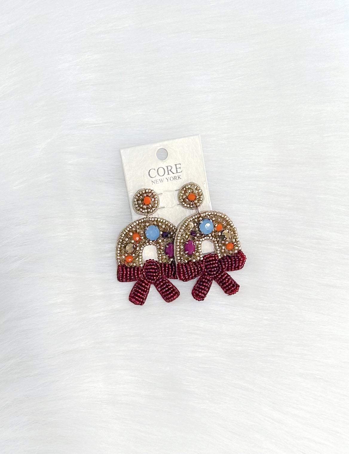 Beaded Christmas Wreath Earrings