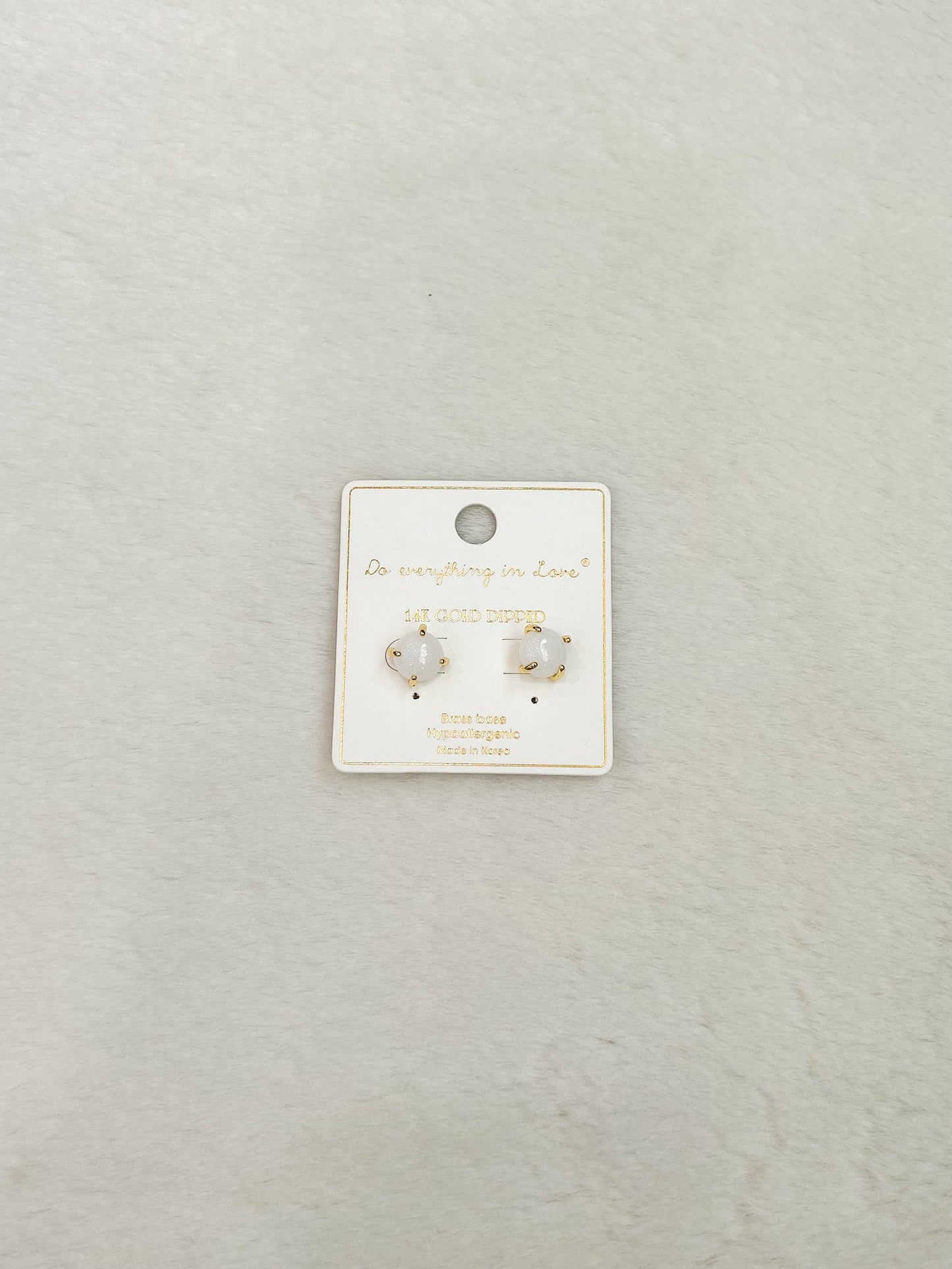 Juno White and Gold Stud