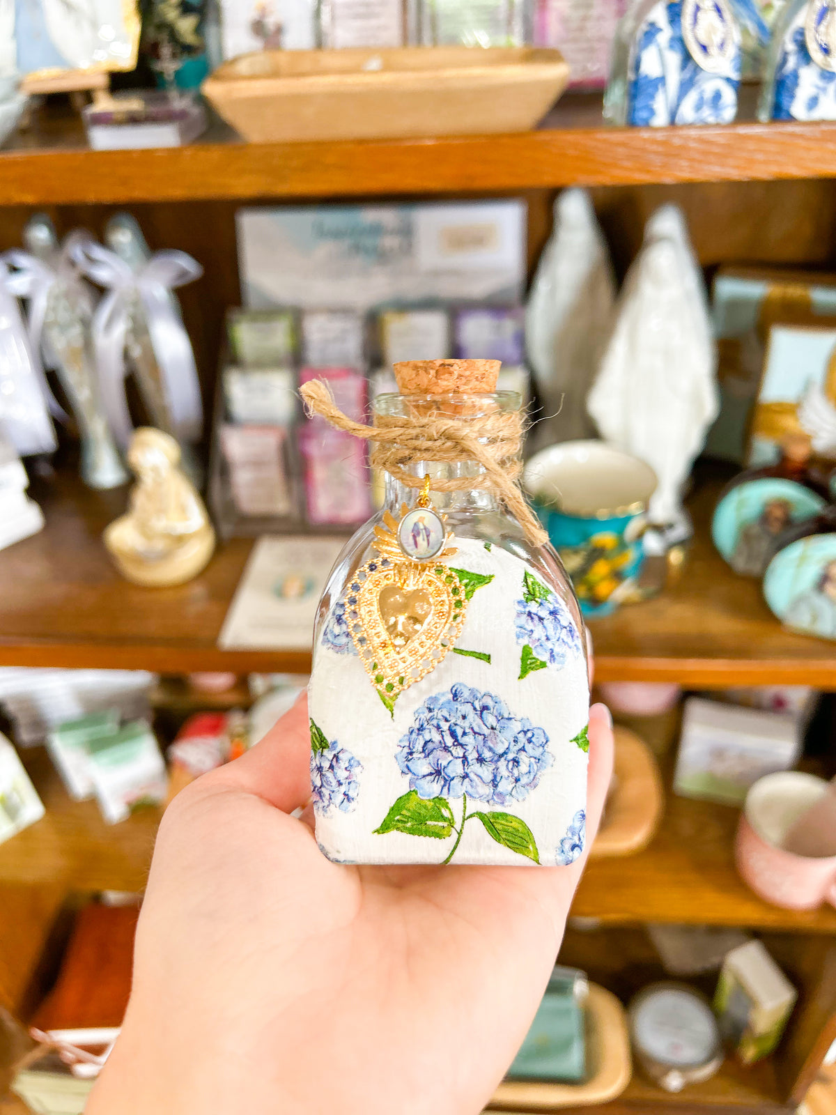 Blue Hydrangea Holy Water Container