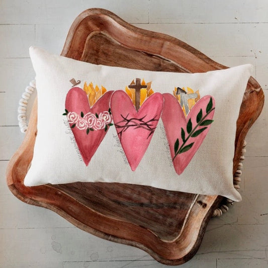 Emily S. Pitre 3 Hearts Pillow
