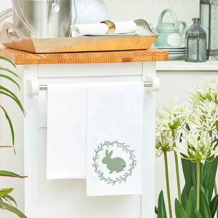 Easter Spring Greens Bunny Kitchen Towel