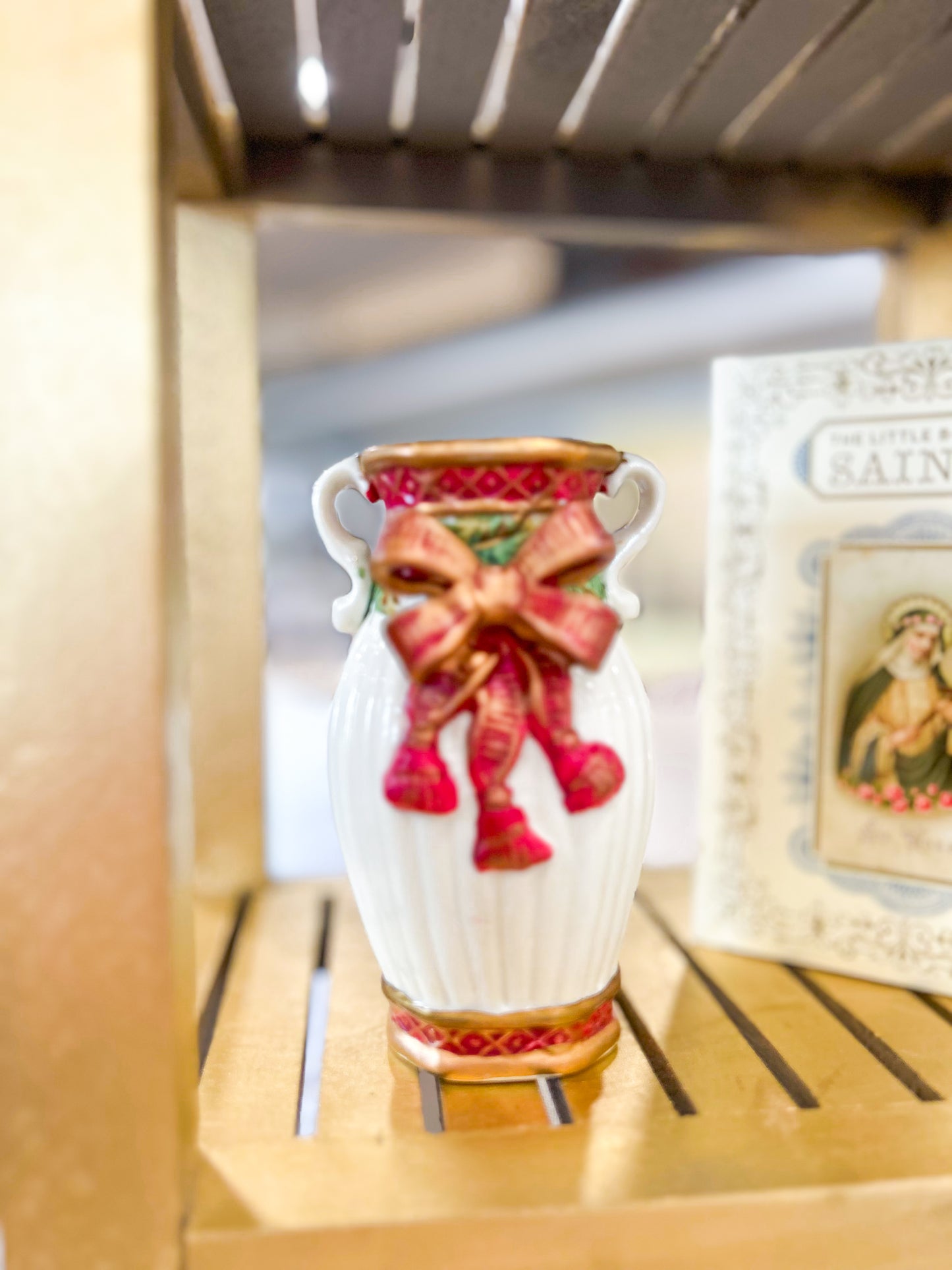 Vintage Christmas Bow Vase