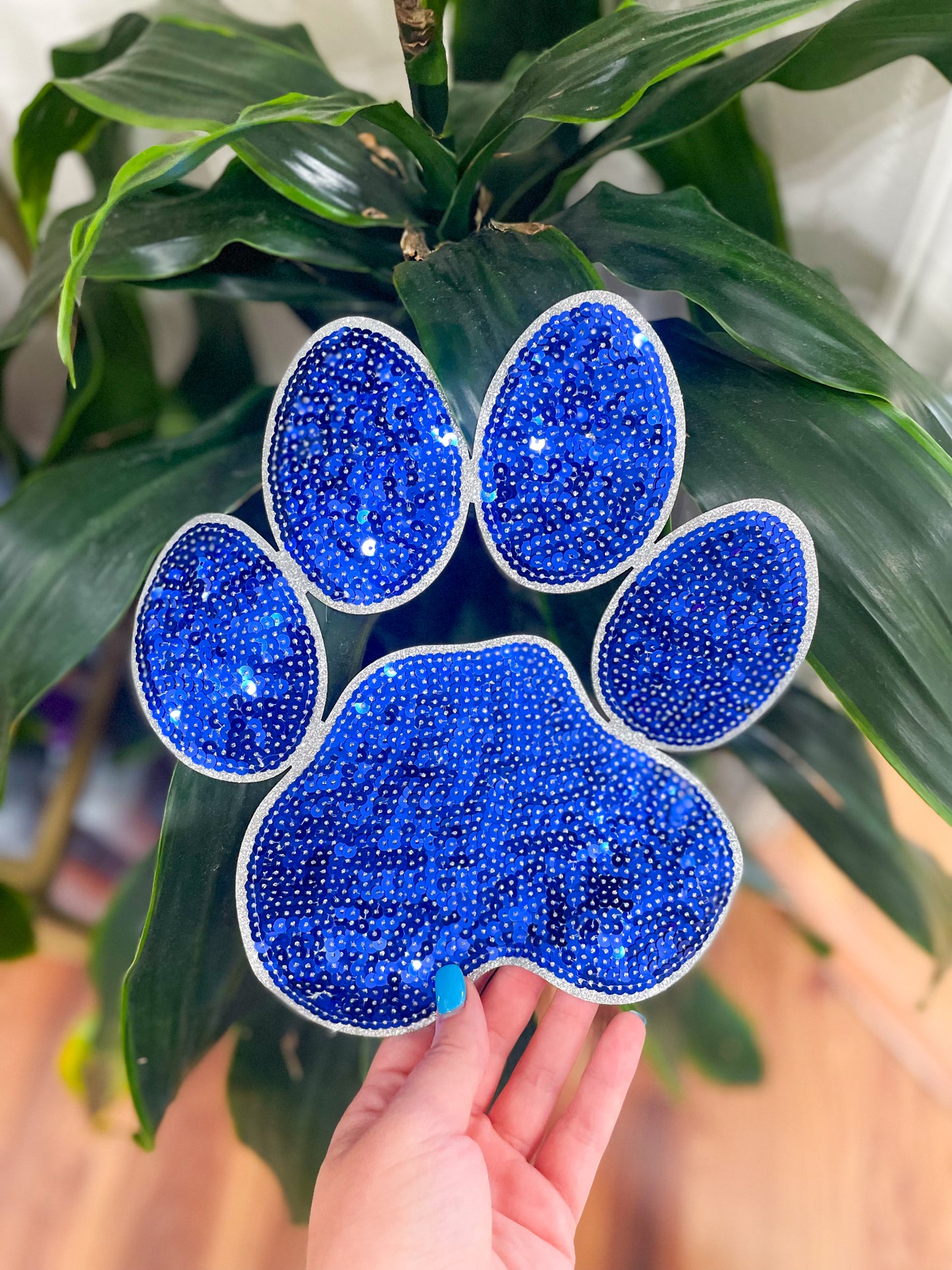 Patch- Blue Sequin Paw Print