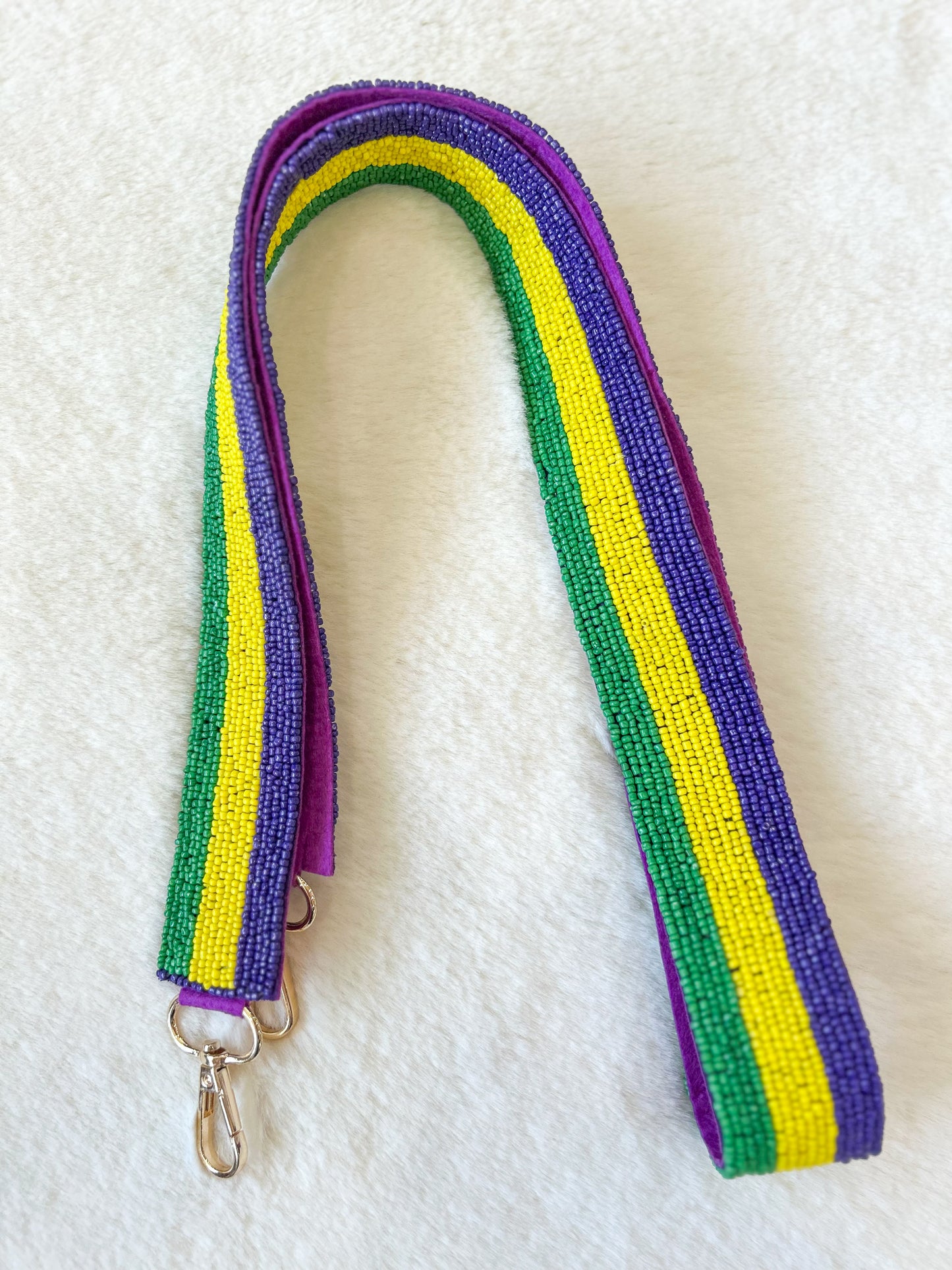 Striped Mardi Gras Beaded Purse Strap