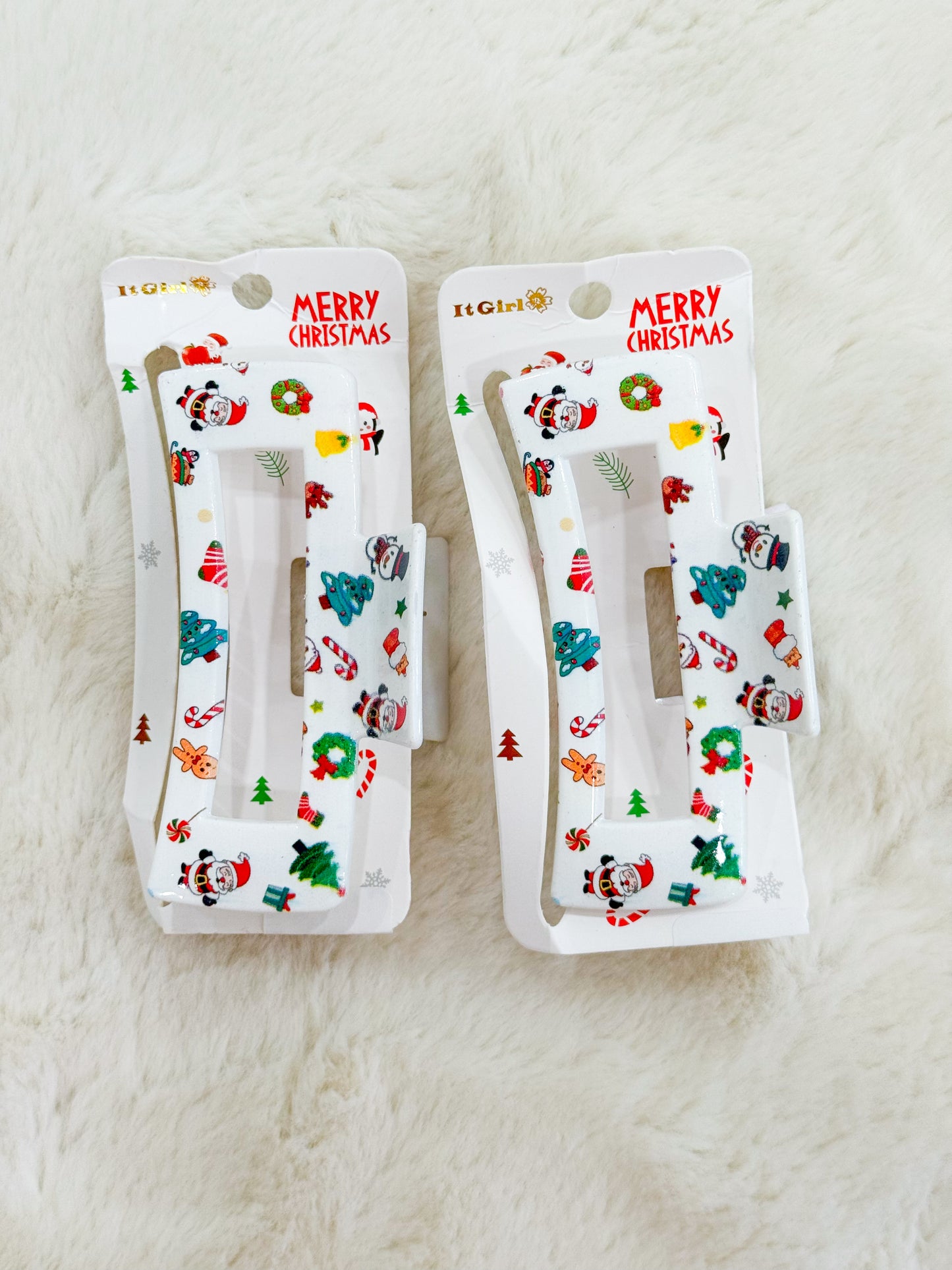 Christmas Hair Clip- Festive White