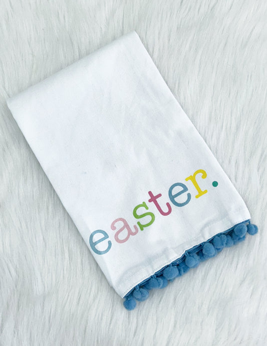 Easter Pom Pom Hand Towel White/Multi
