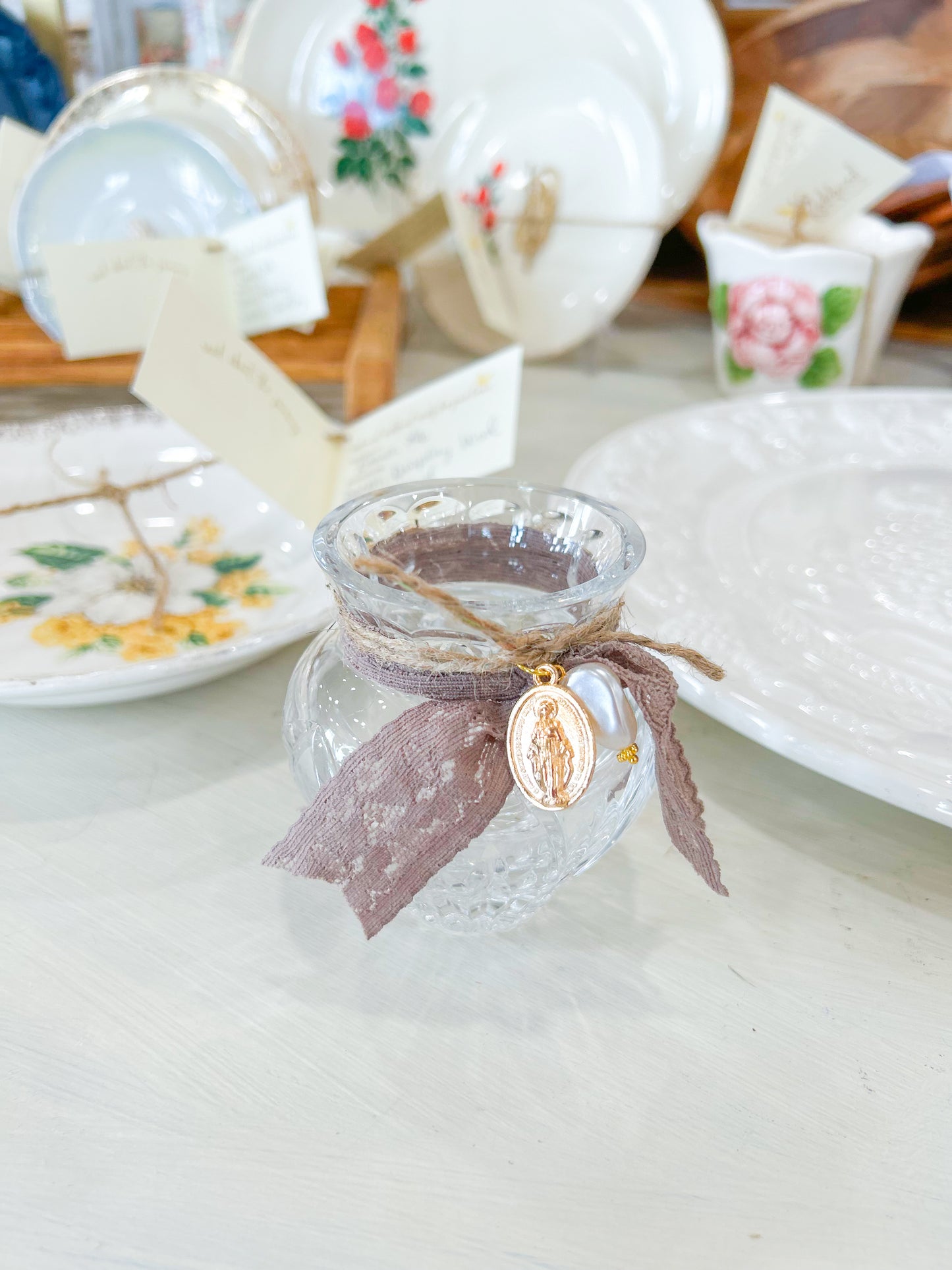 Clear Religious Bloom Vase