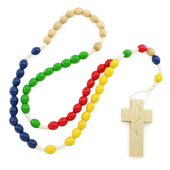 Multi Color Wooden Beads Missionary Rosary