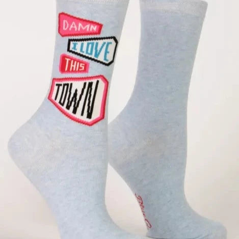 Women's Damn I Love This Town Crew Sock