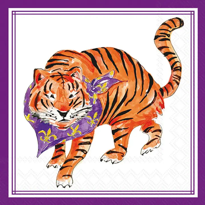 Paper Cocktail Napkins 20 Ct Purple Tiger Hometown Pride