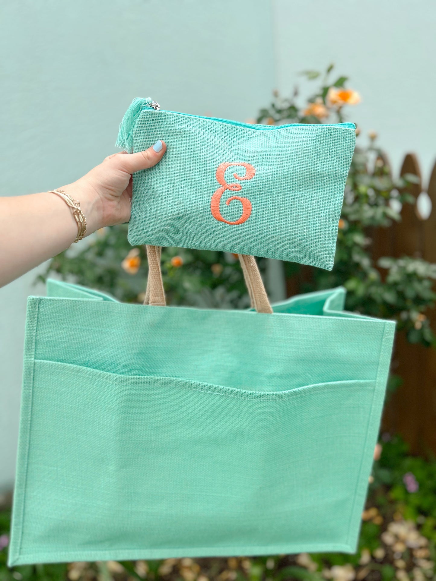 Jute Cosmetic Bag Mint