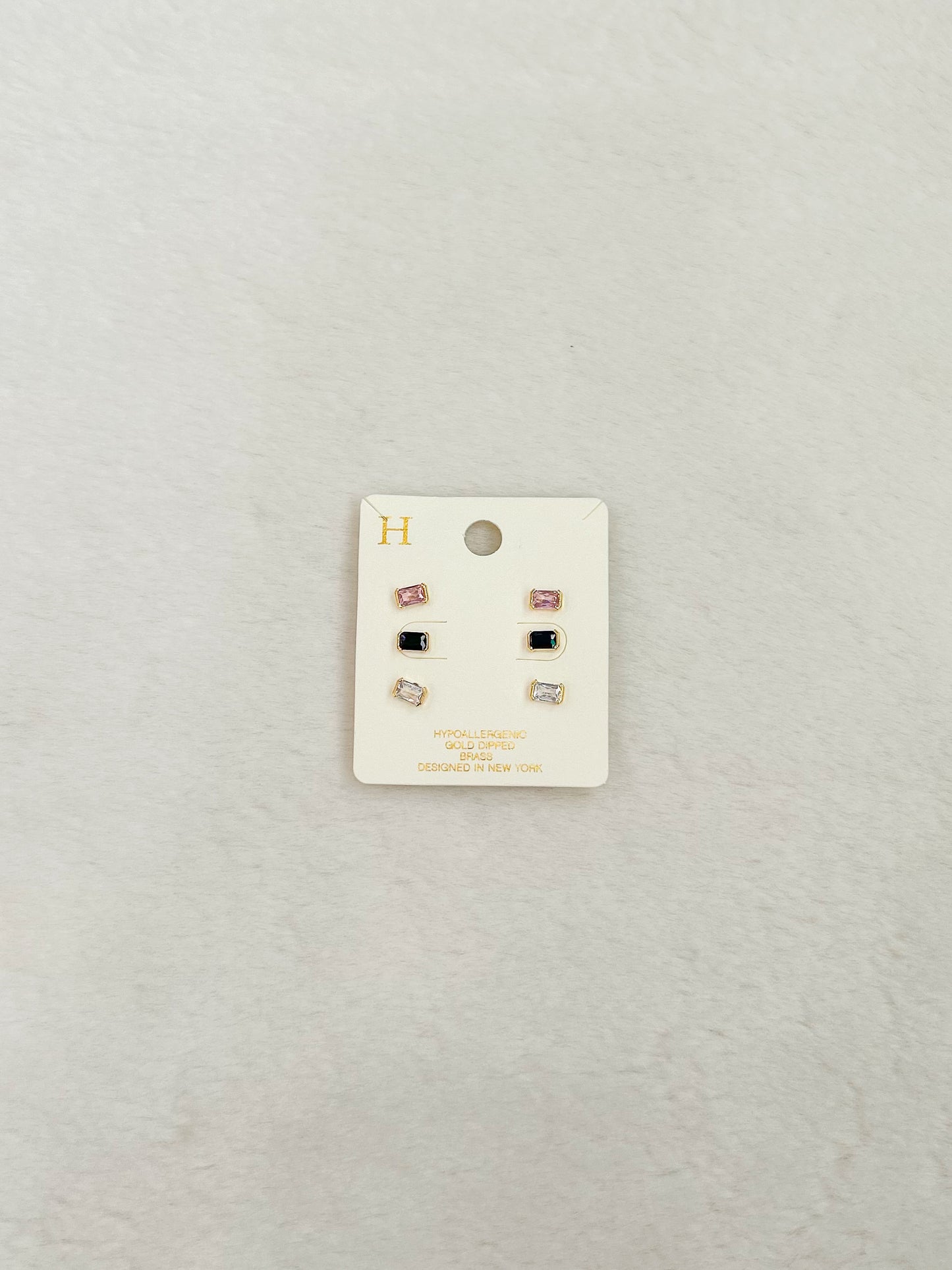 Capri Pink Black Diamond Earring Set