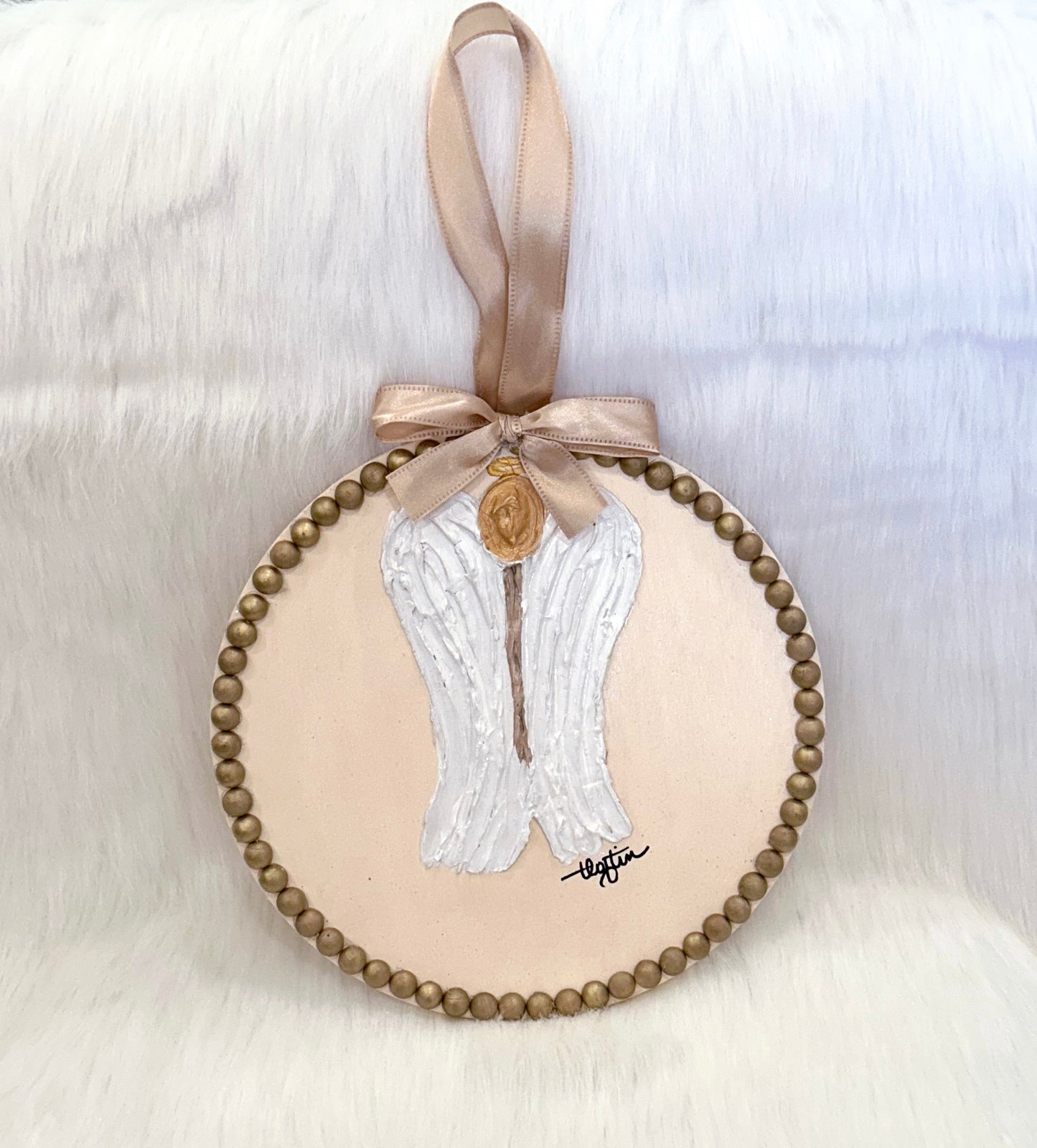 Round Beaded Angel Wall Decor