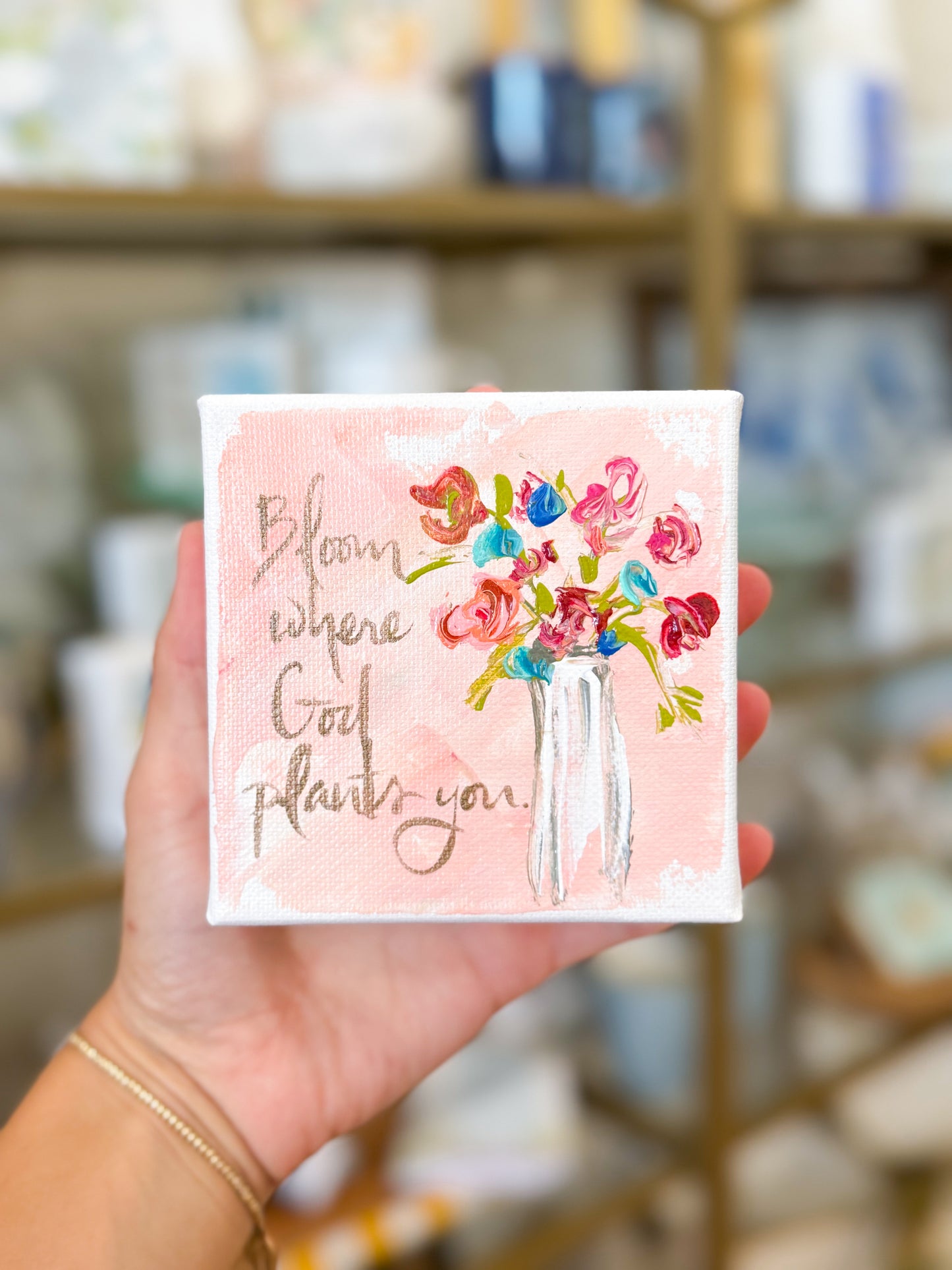 4x4 Bloom Where God Plants You with Flowers Canvas Art