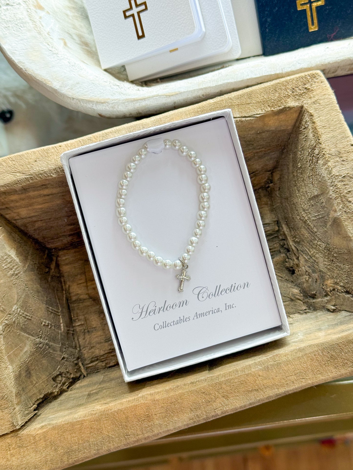 5" Baptism with Cross Bracelet