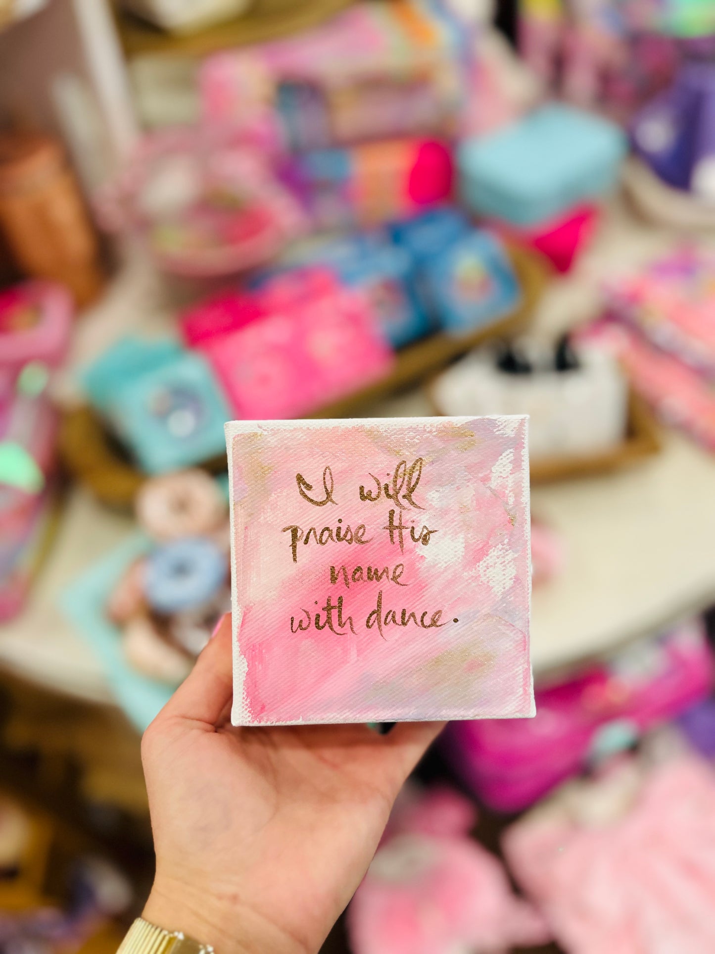4x4 I Will Praise His Name with Dance Canvas Pink Pastels Art