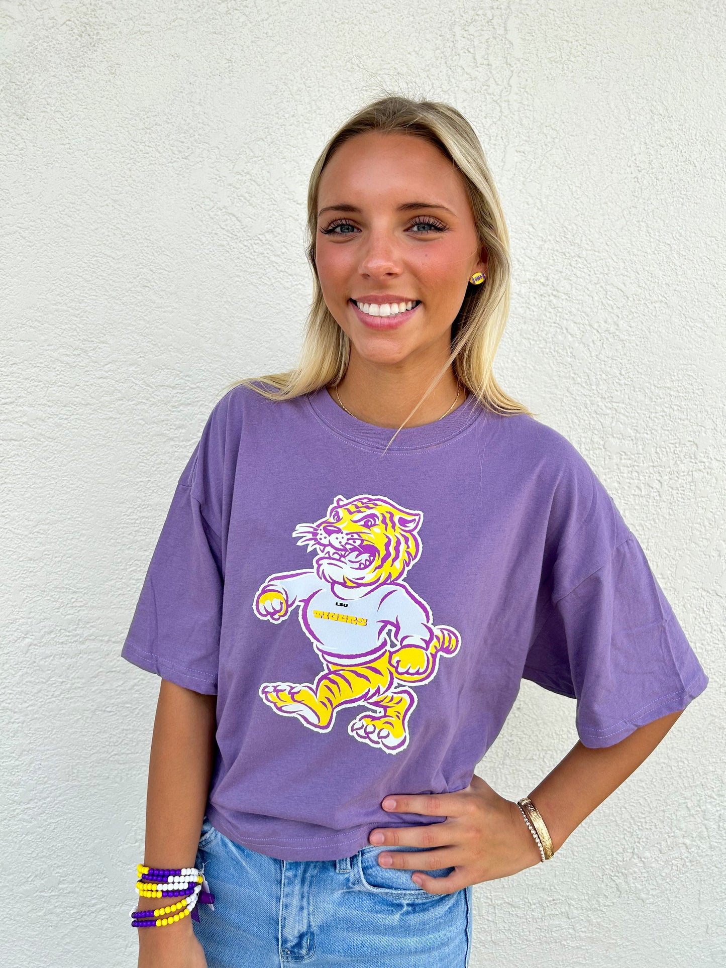 Purple Vintage LSU Tiger Crop Tee
