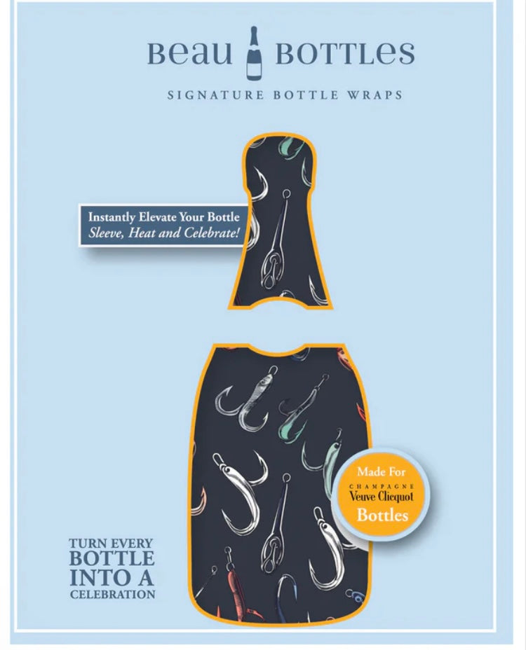 Beau Bottle Fishing Hooks- Made For Veuve Champagne Bottle Wrap