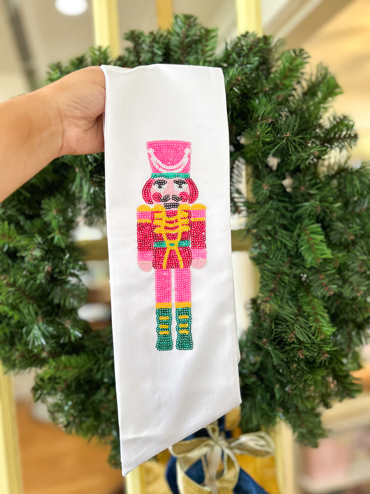 Sequin Pink Nutcracker Wreath Sash
