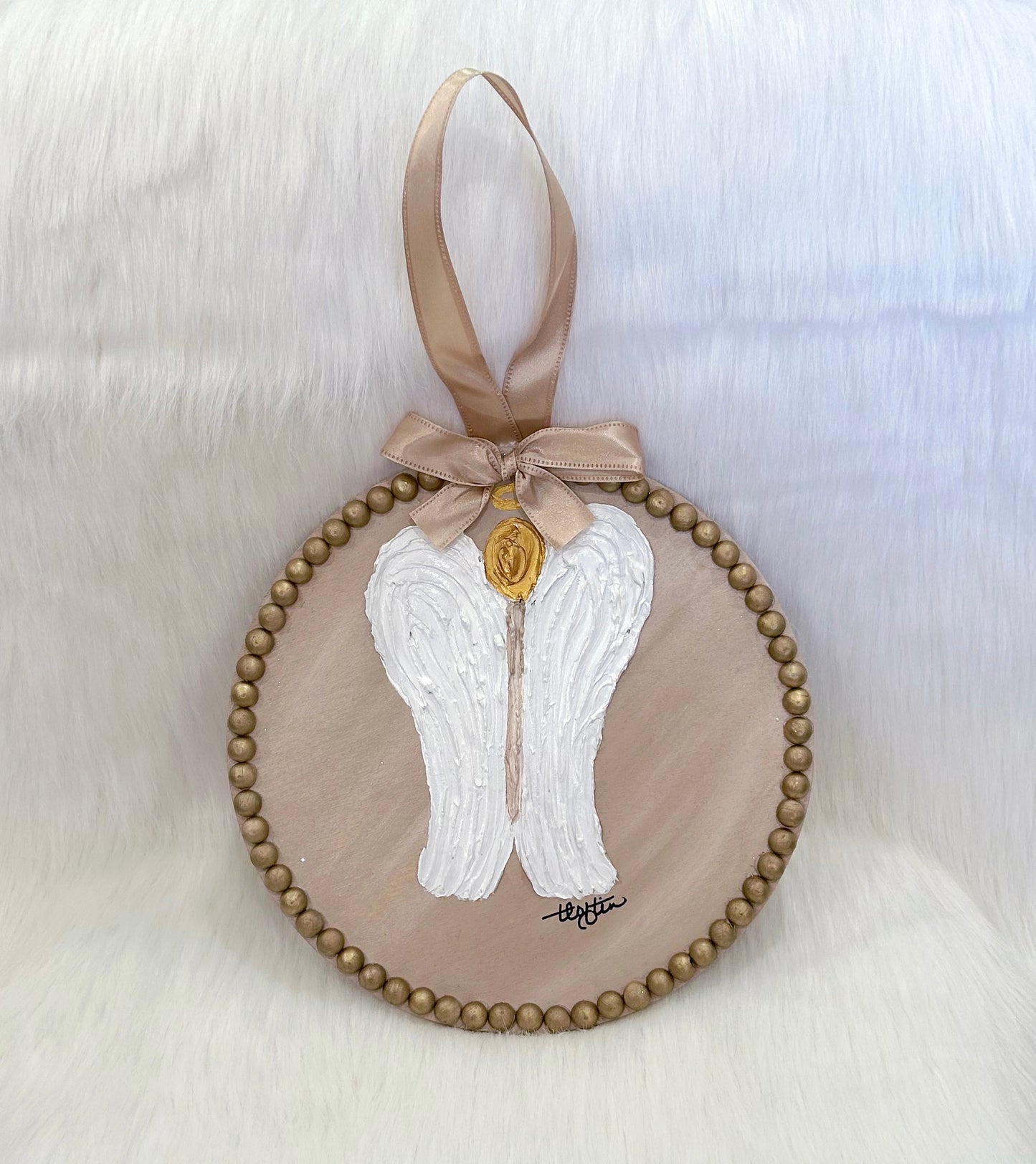 Round Beaded Angel Wall Decor
