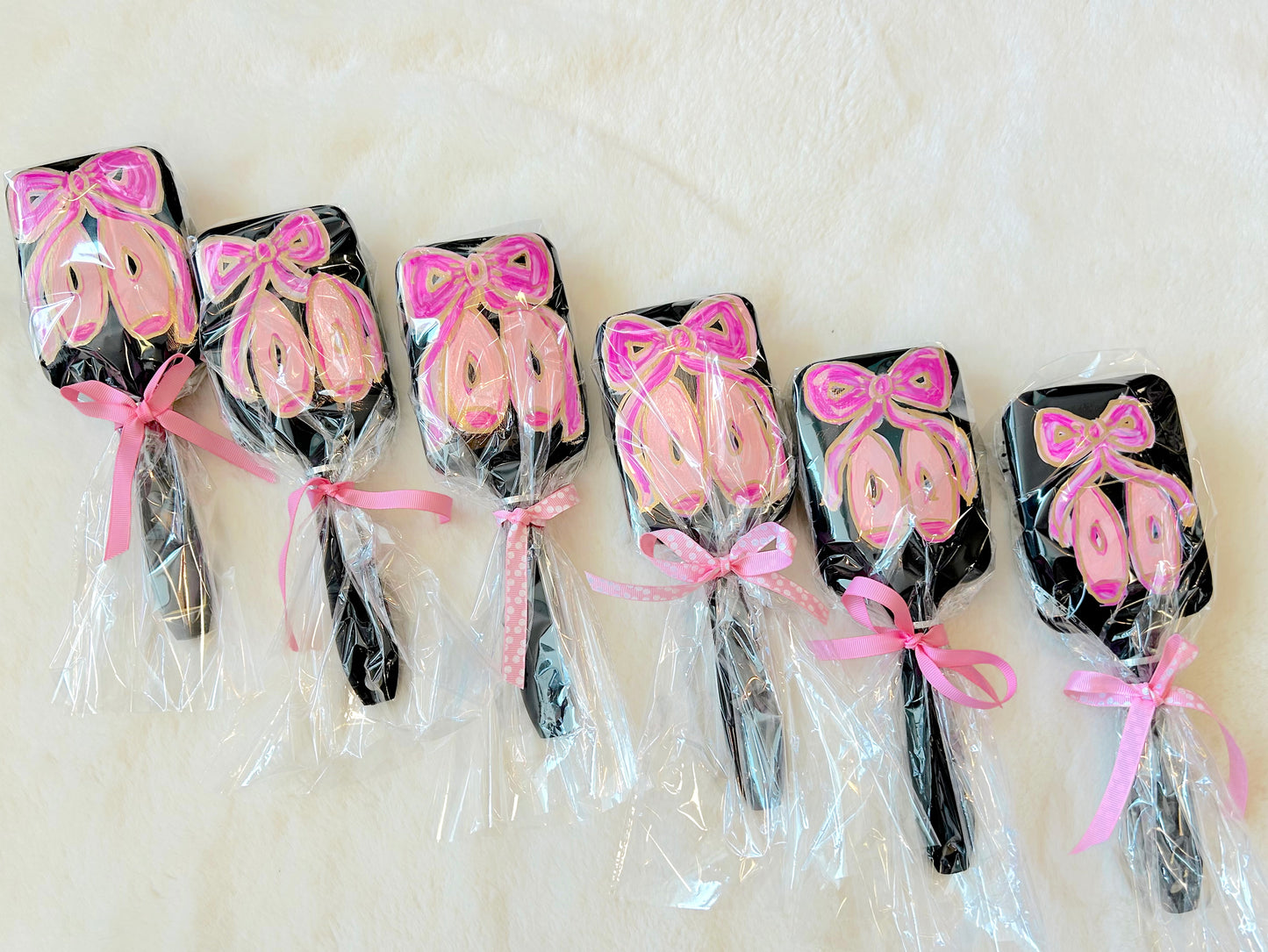 Painted Ballet Slippers Hair Brush