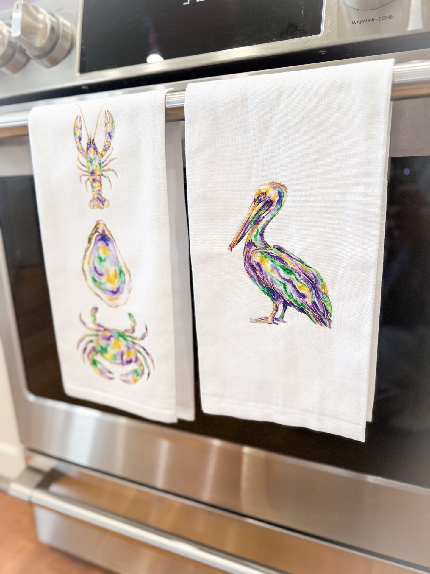 Bayou Pelican Mardi Gras Hand Towel