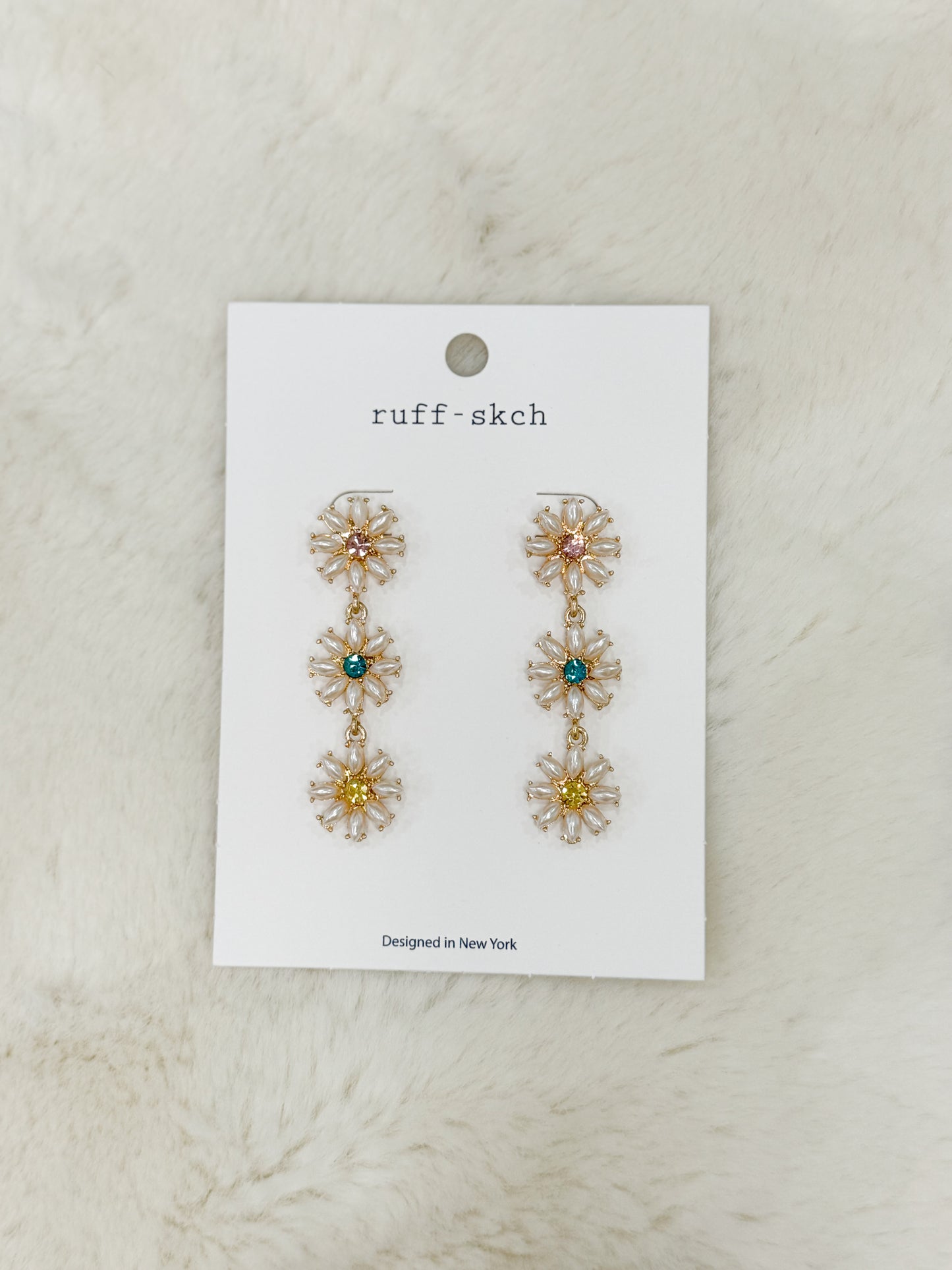 Unique Spring Colorful Rhinestone Flower Earrings