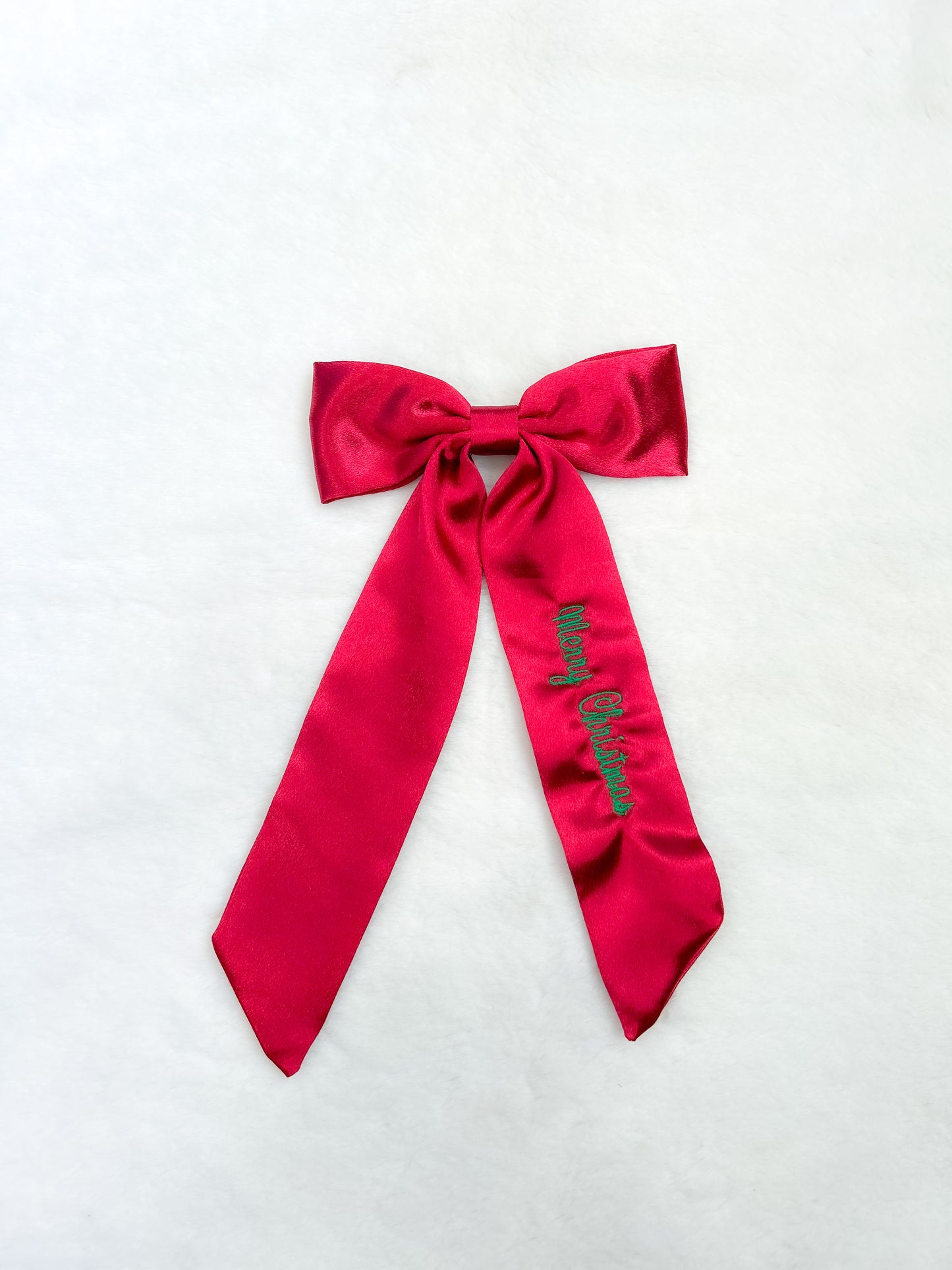 Silk Hanging Bow Merry Christmas Red