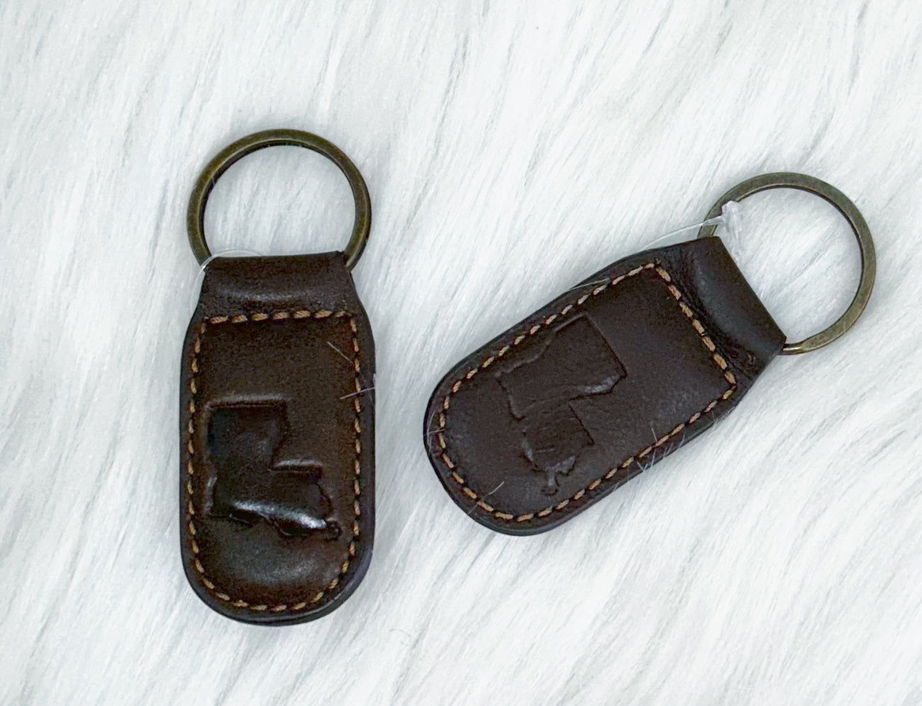 Louisiana Leather Embossed Keychain