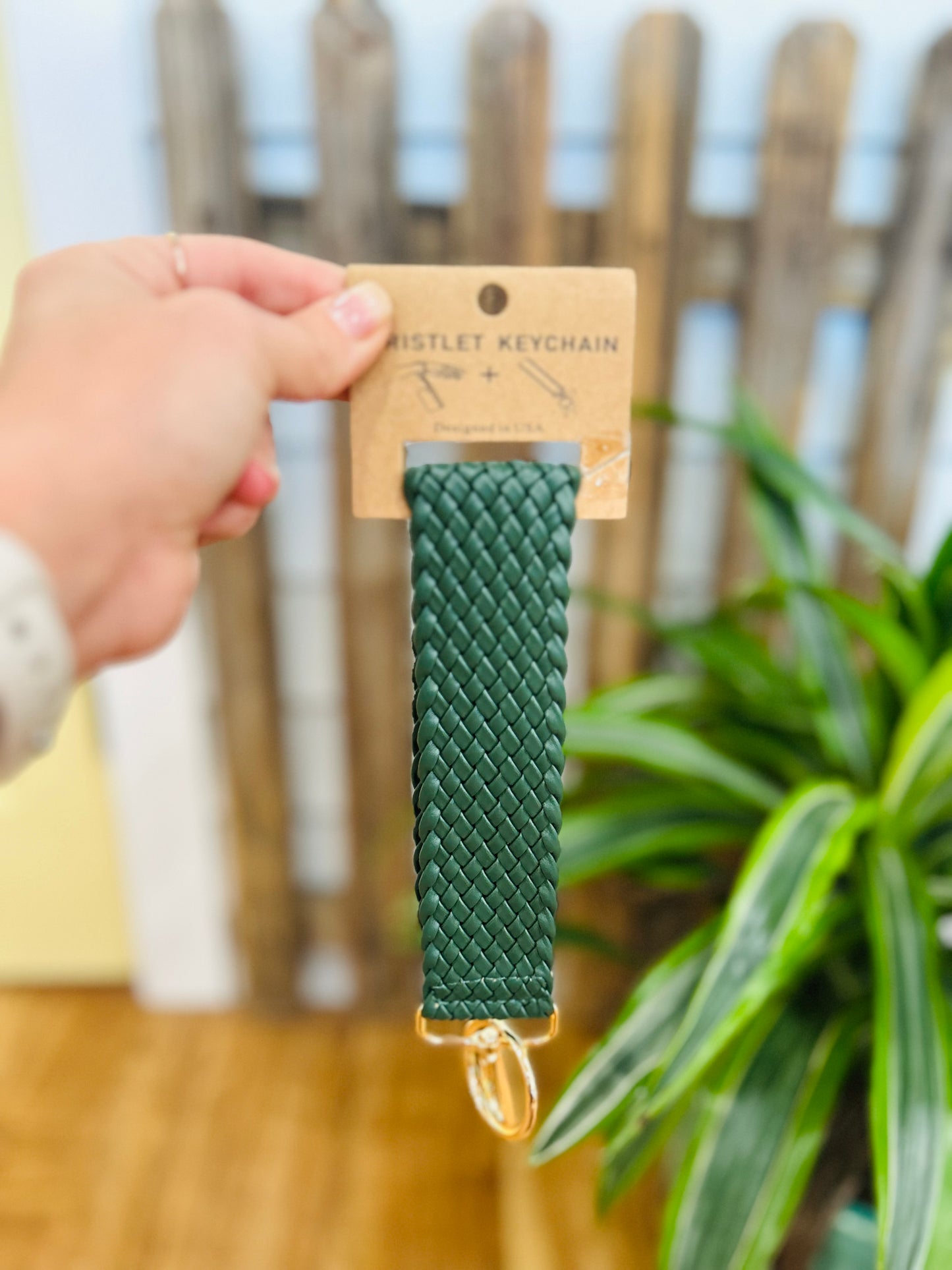 Leather Woven Wristlet Keychain