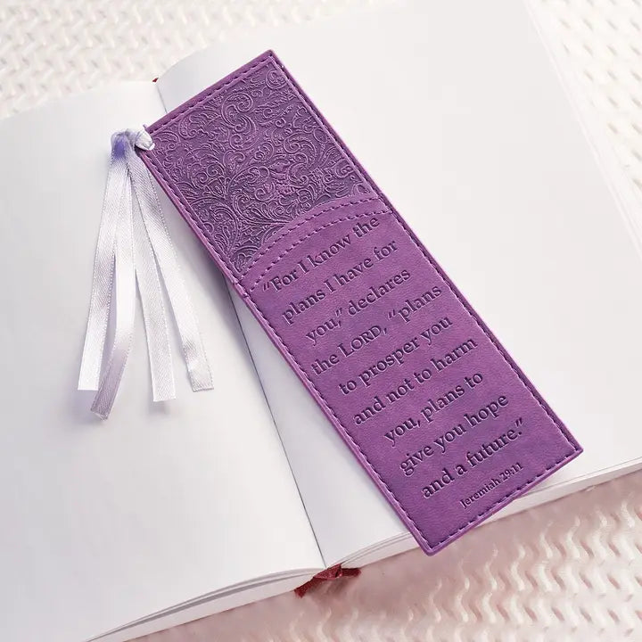 Bookmark Faux Leather Purple I Know the Plans Jeremiah 29:11