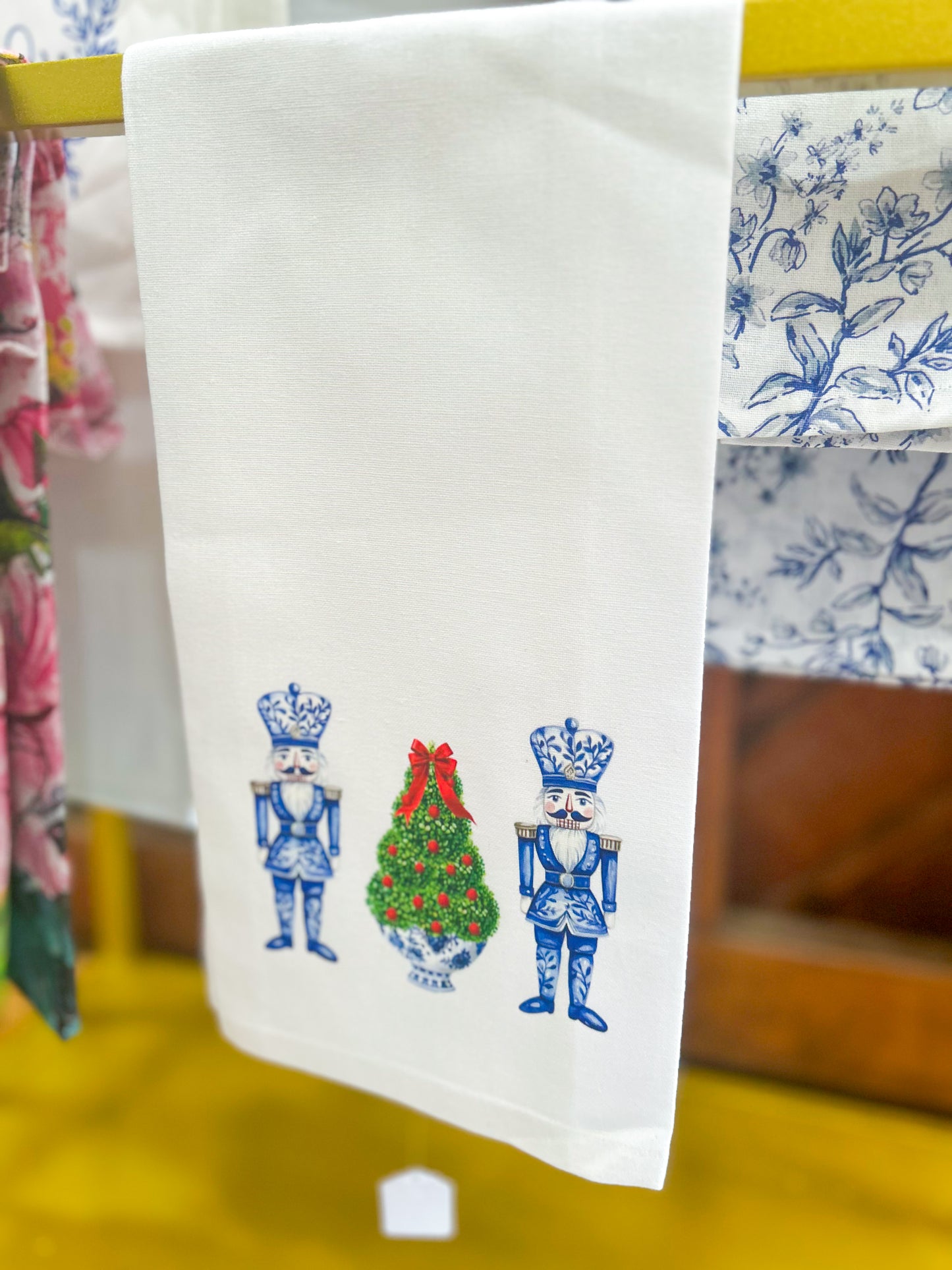 Blue & White Christmas Dreams Nutcracker Hand Towel