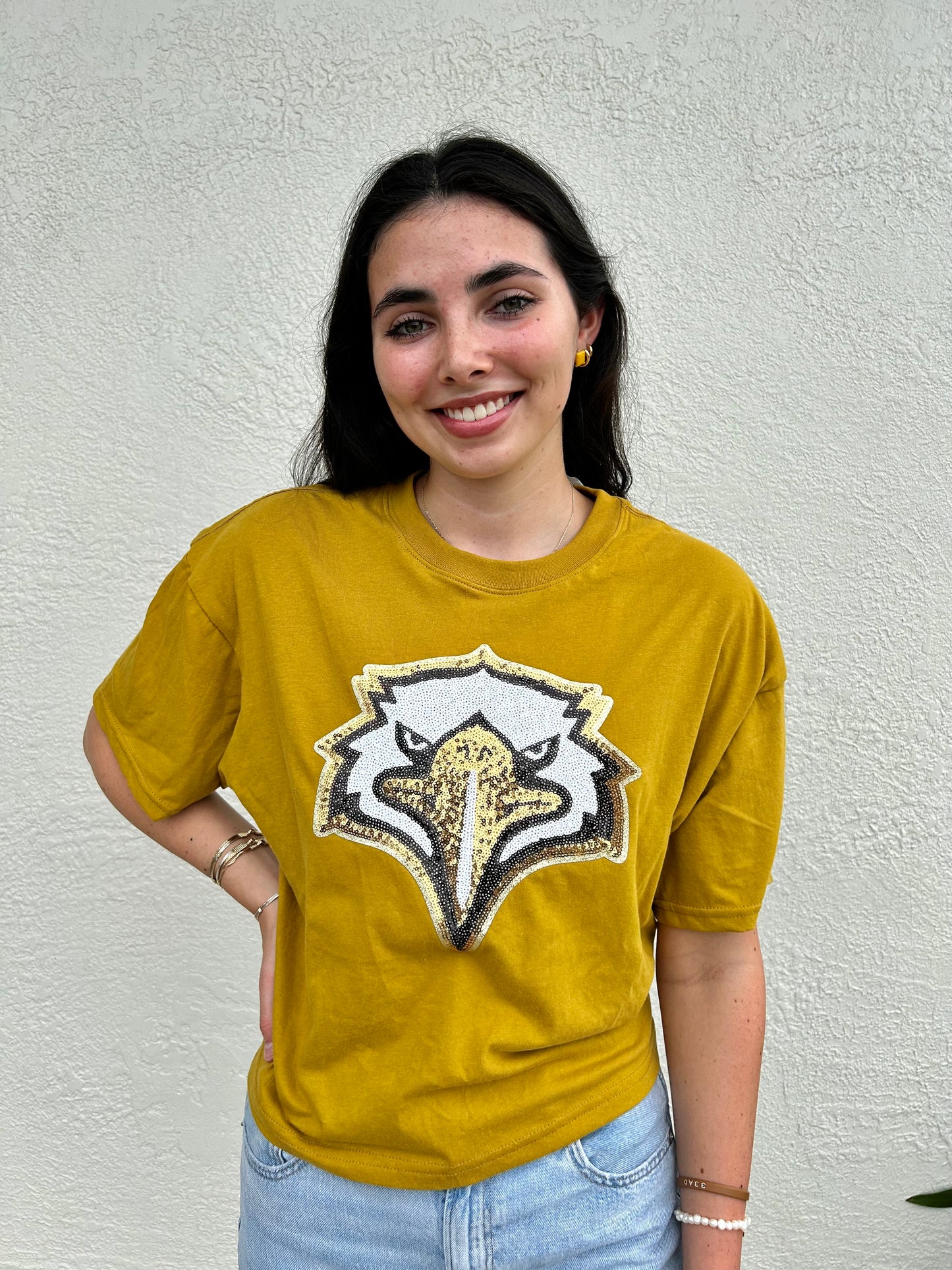 Gold Sequin Eagle Tee