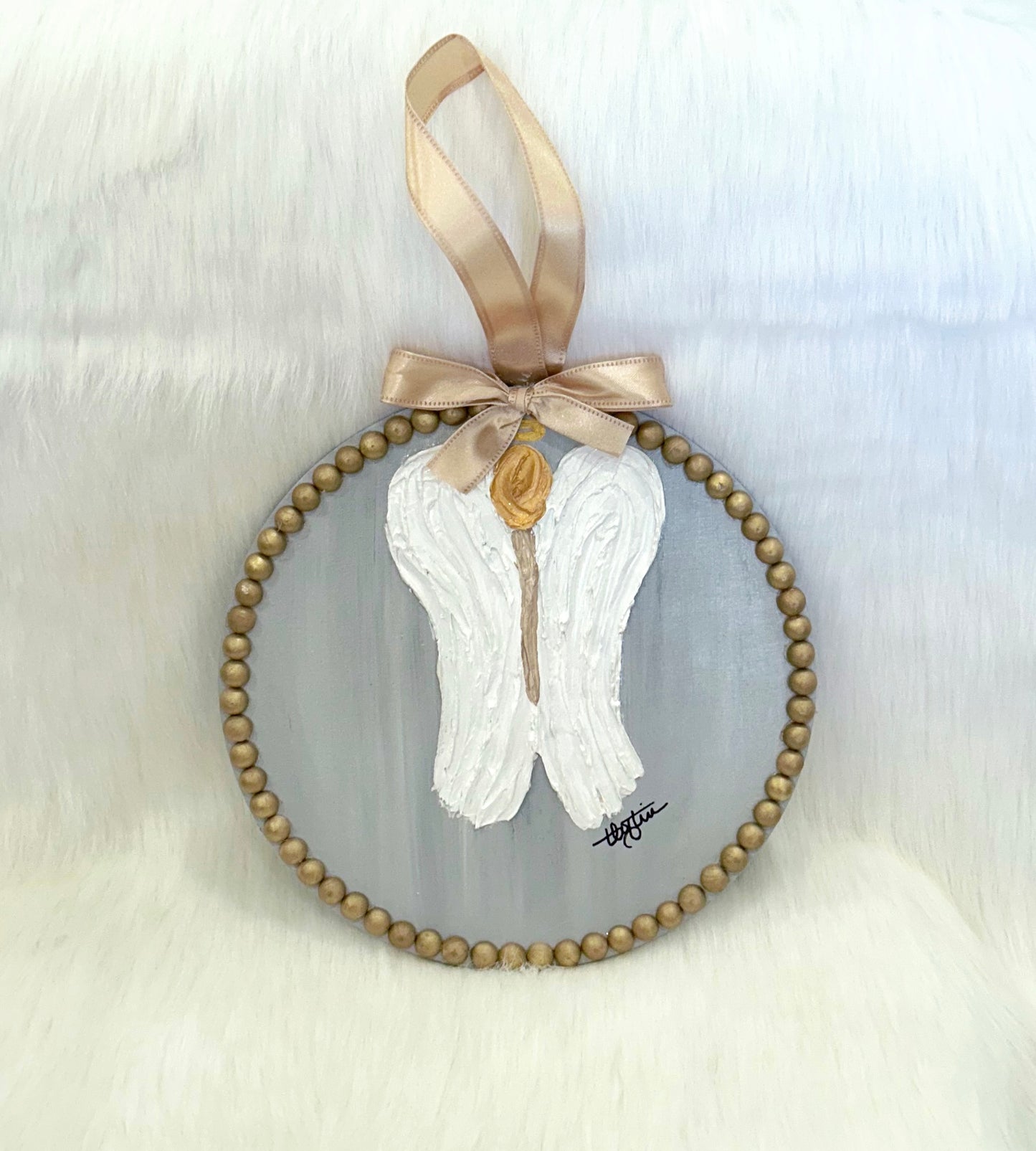 Round Beaded Angel Wall Decor