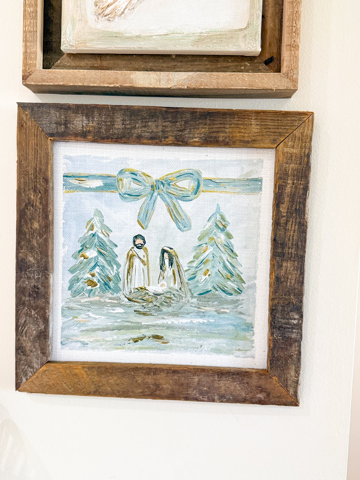 Bow Nativity Framed Art 12x12