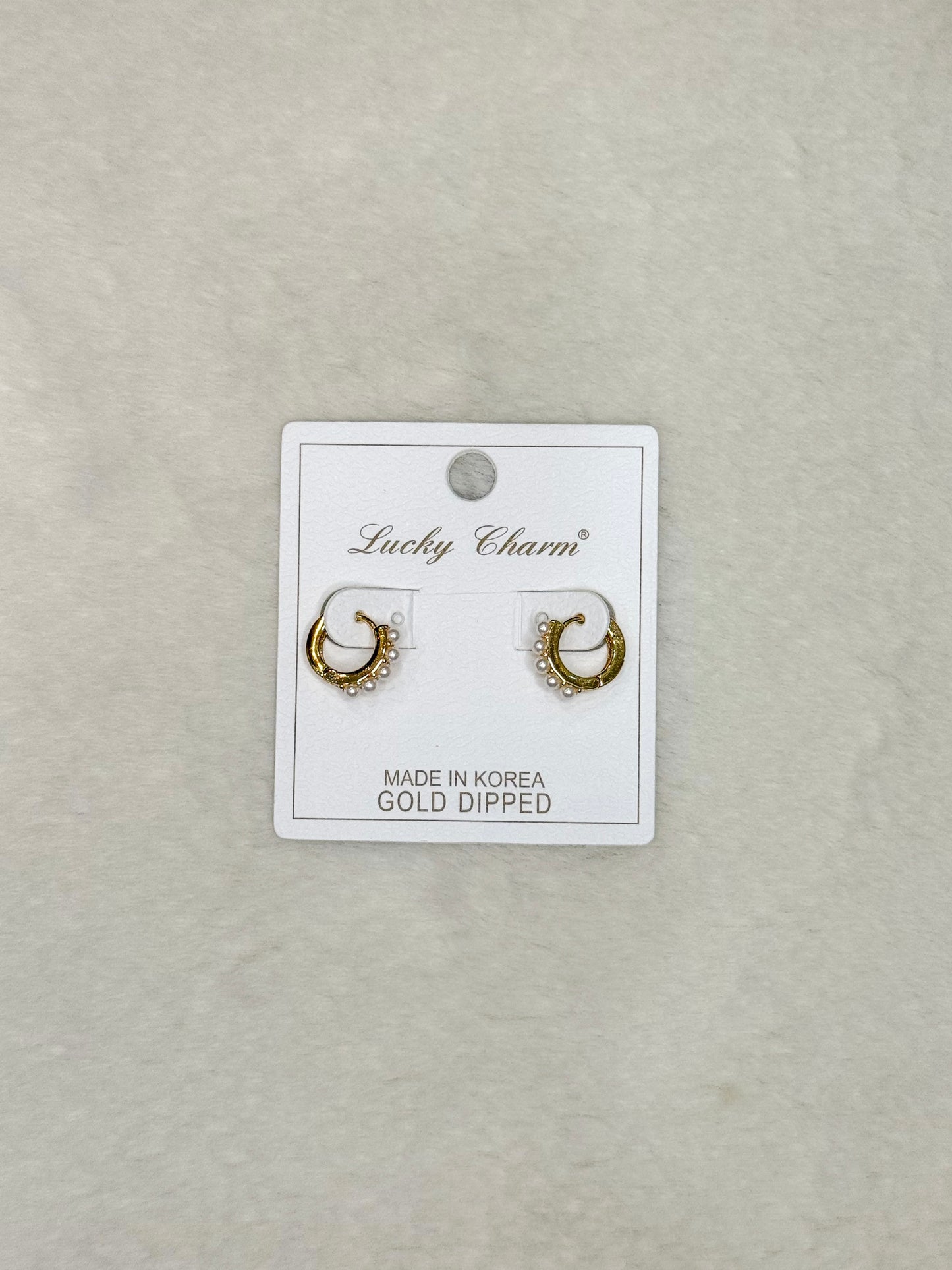 Lila Gold Pearl Huggie Hoop Earrings