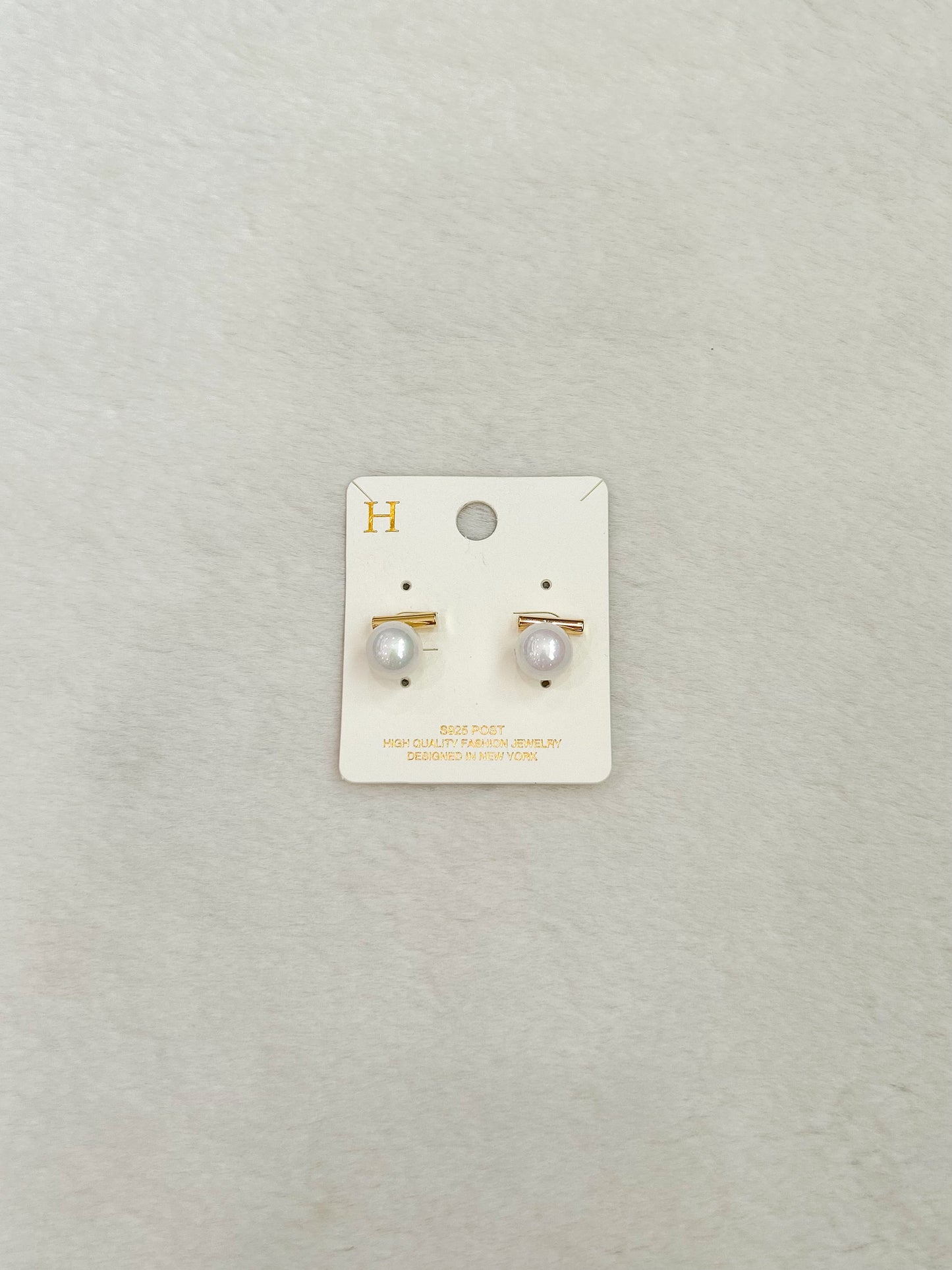 Ayla Gold Bar with Pearl Earrings