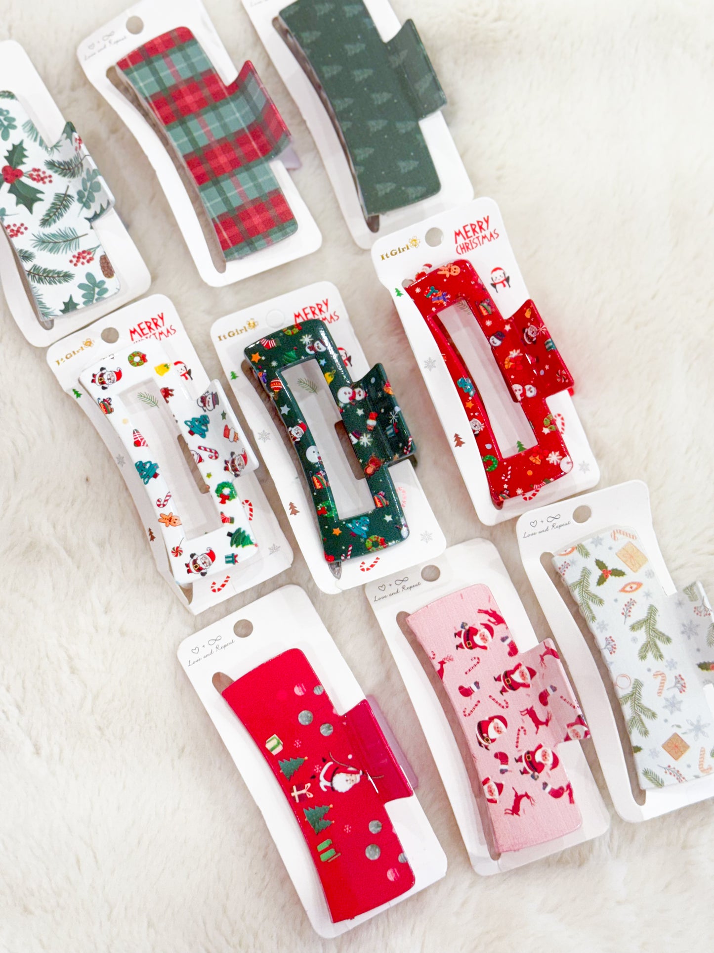 Christmas Hair Clip- Festive White