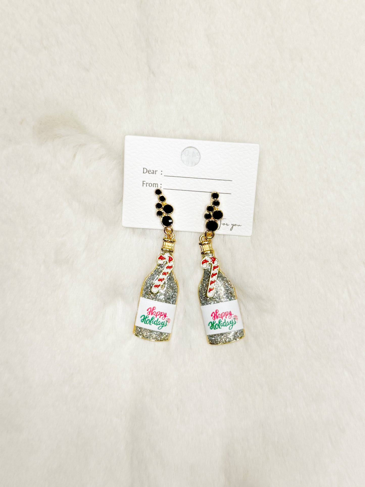 Happy Holidays Bubbly Christmas Earrings