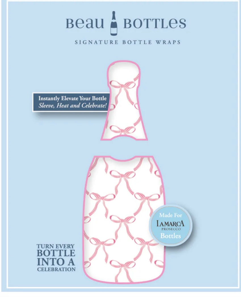 Beau Bottles Granmillenial Pink Bows- La Marca Edition Champagne Bottle Wrap