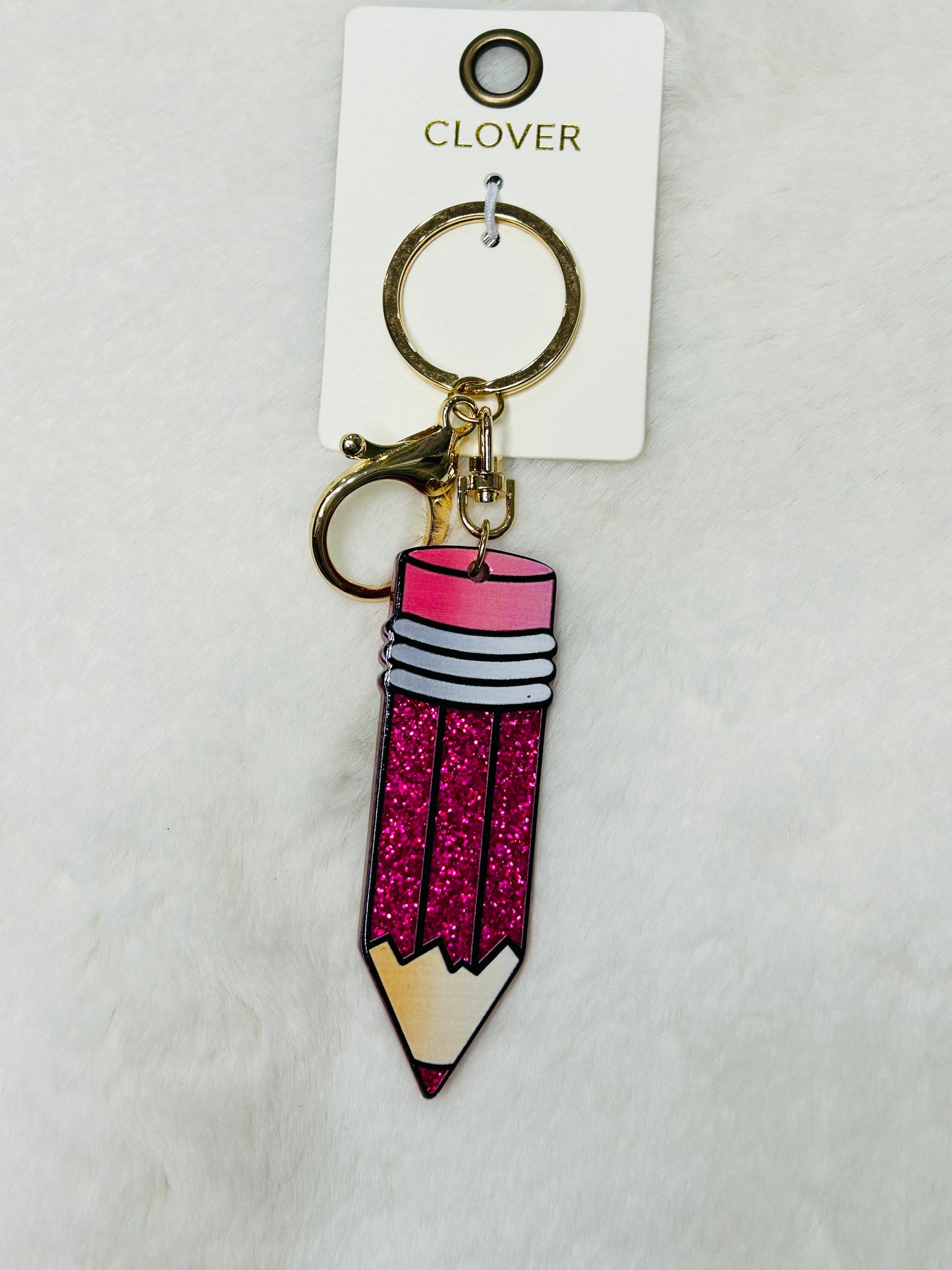 Glitter Pencil Teacher Keychains