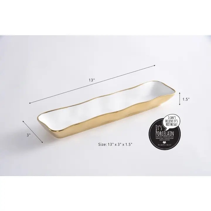 White & Gold Cracker Tray