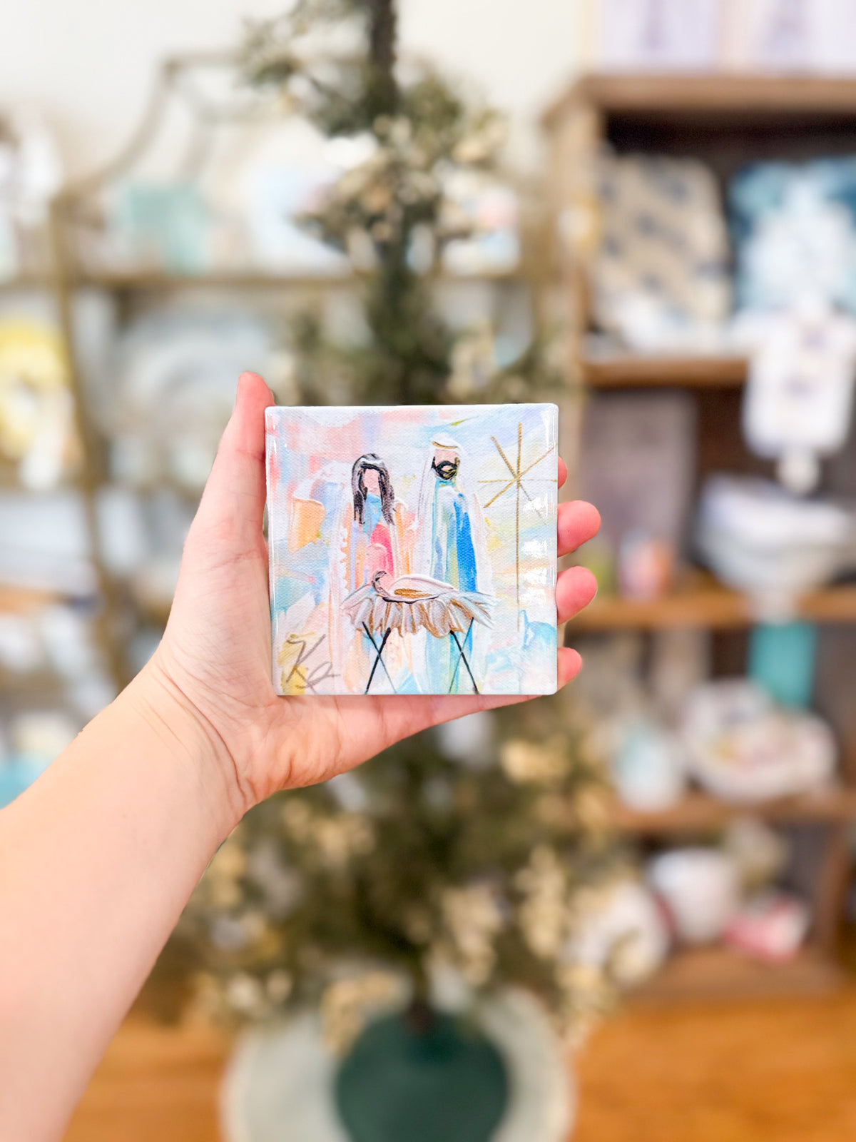 4x4 Holy Night Joseph & Mary Coaster