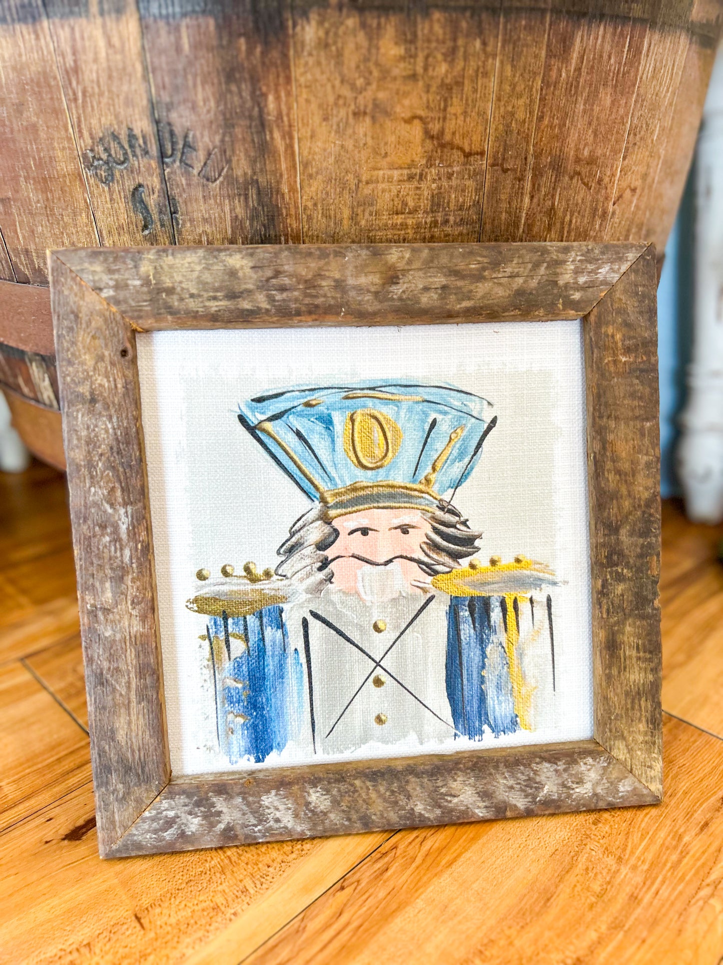 GA Navy Nutcracker Framed Art 12x12