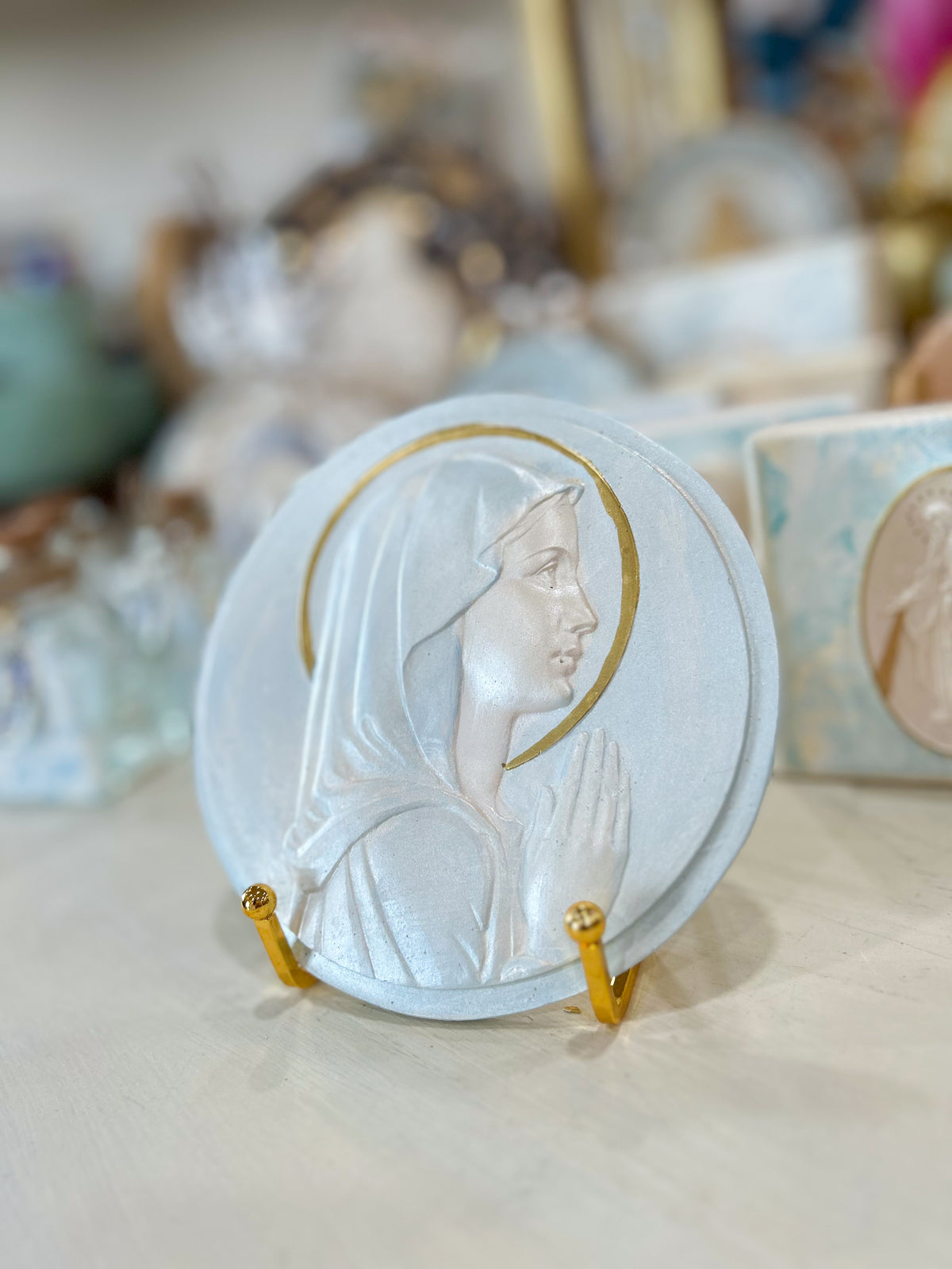 Blue Sacred Grace Mary Plaque