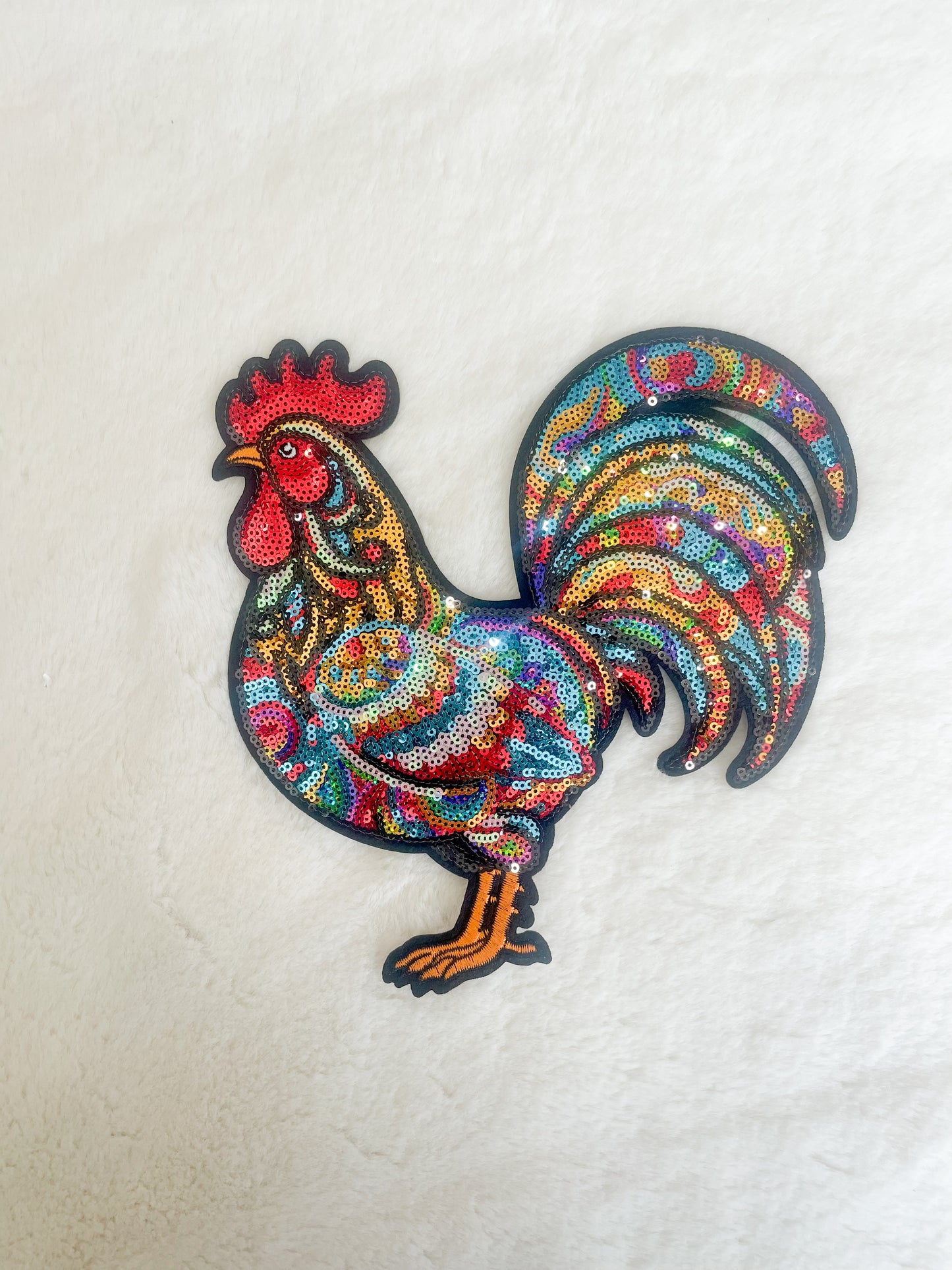 Patch- Large Mardi Gras Chicken on the Run